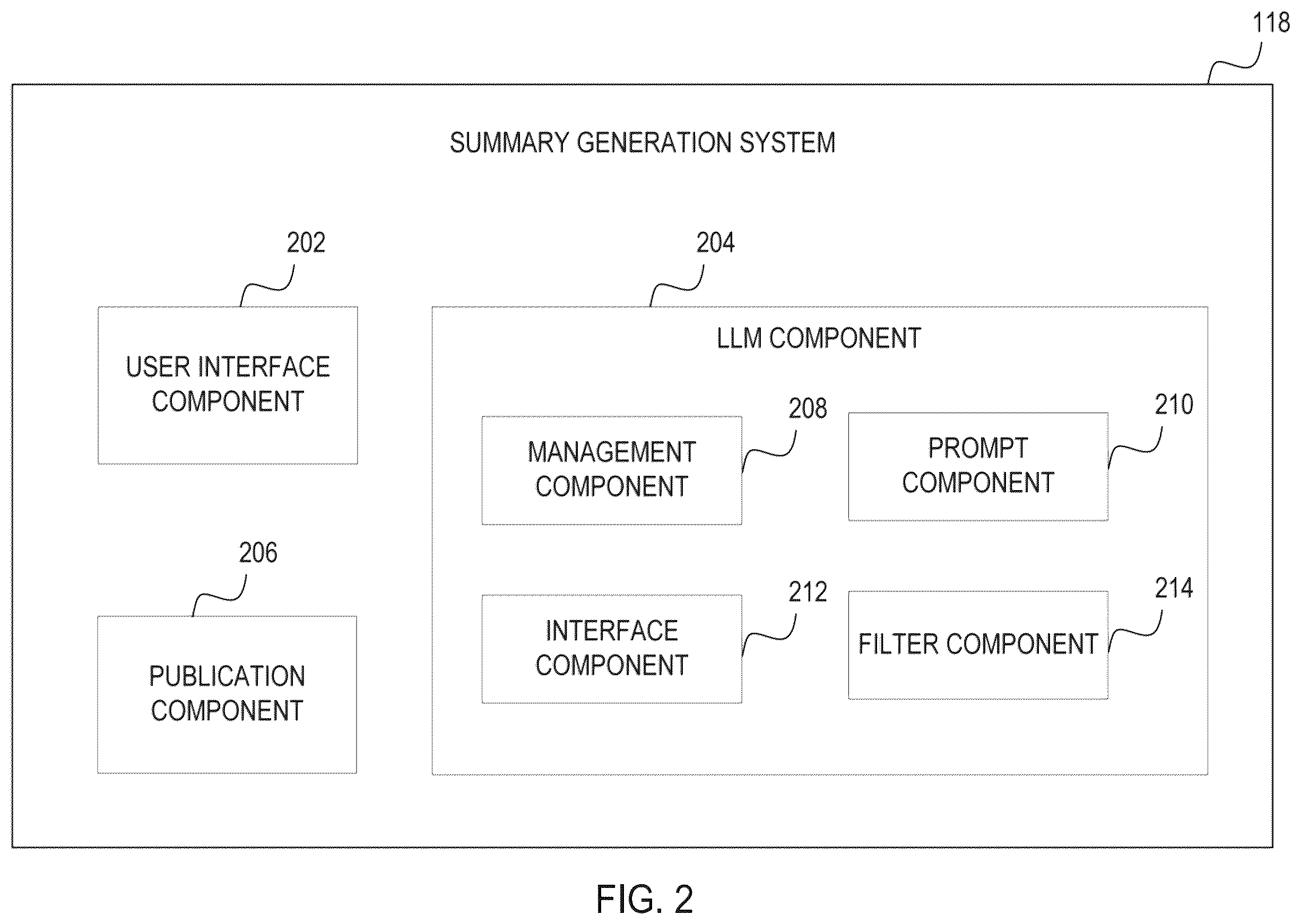 Patent US12602541 Figure 2 – Minimizing large language model hallucinations in generated summaries
