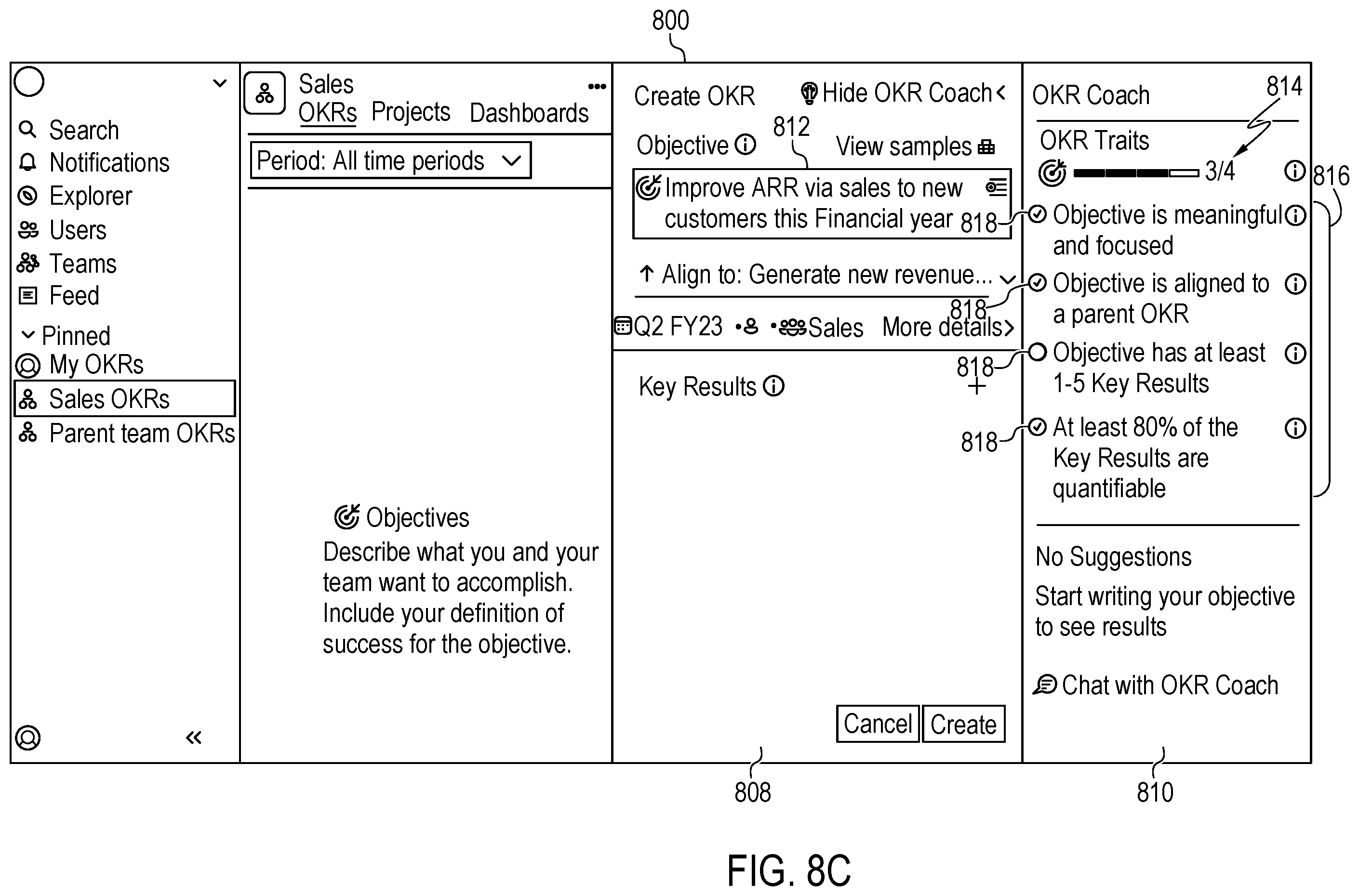 Patent US12602552 Figure 10 – Machine-learning-based OKR generation