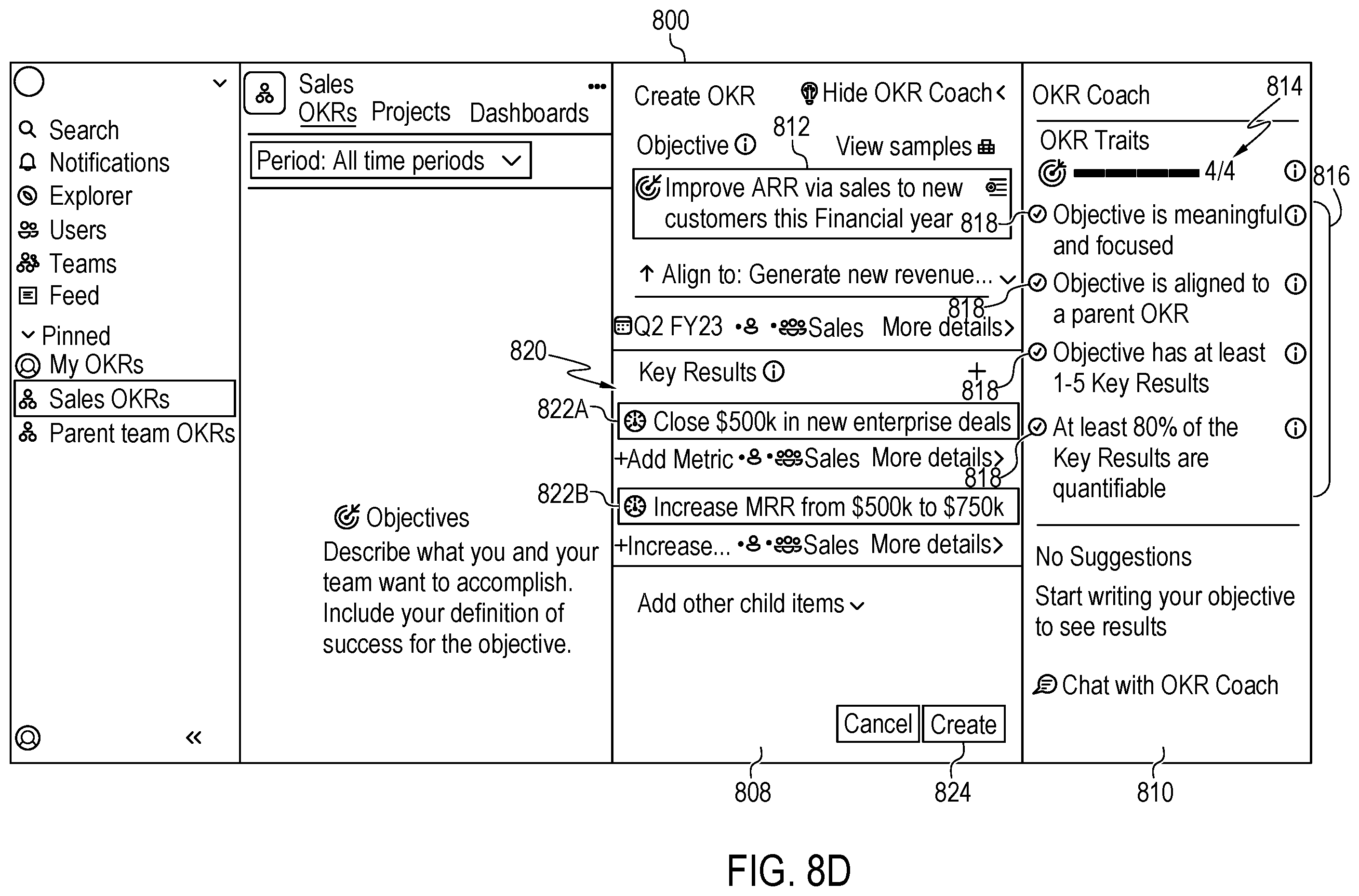 Patent US12602552 Figure 11 – Machine-learning-based OKR generation