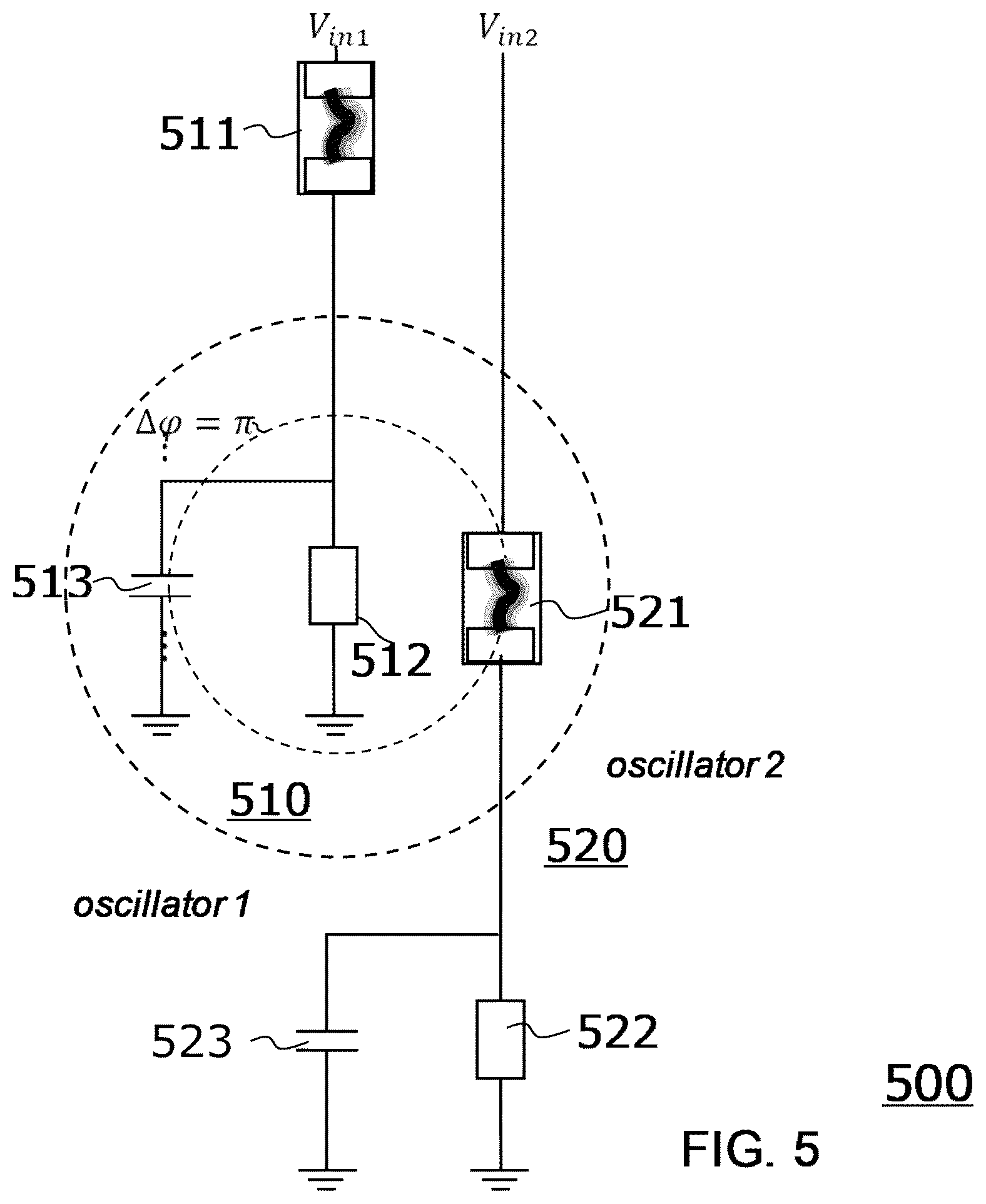 Patent US12602574 Figure 5 – Network comprising a plurality of oscillators