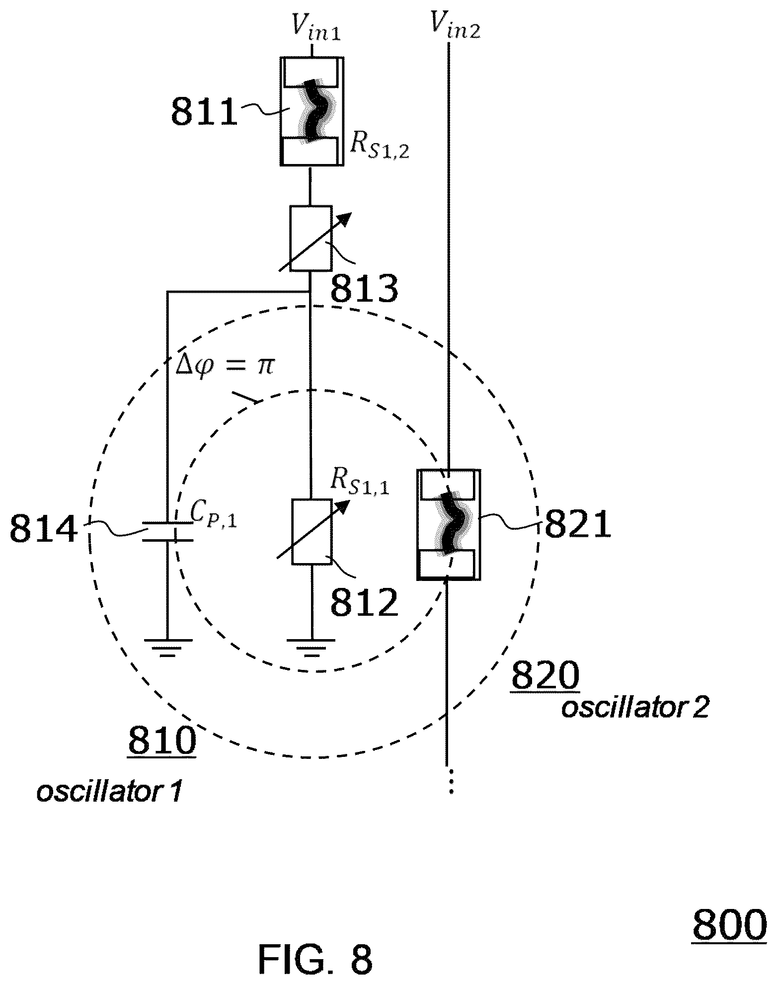 Patent US12602574 Figure 8 – Network comprising a plurality of oscillators