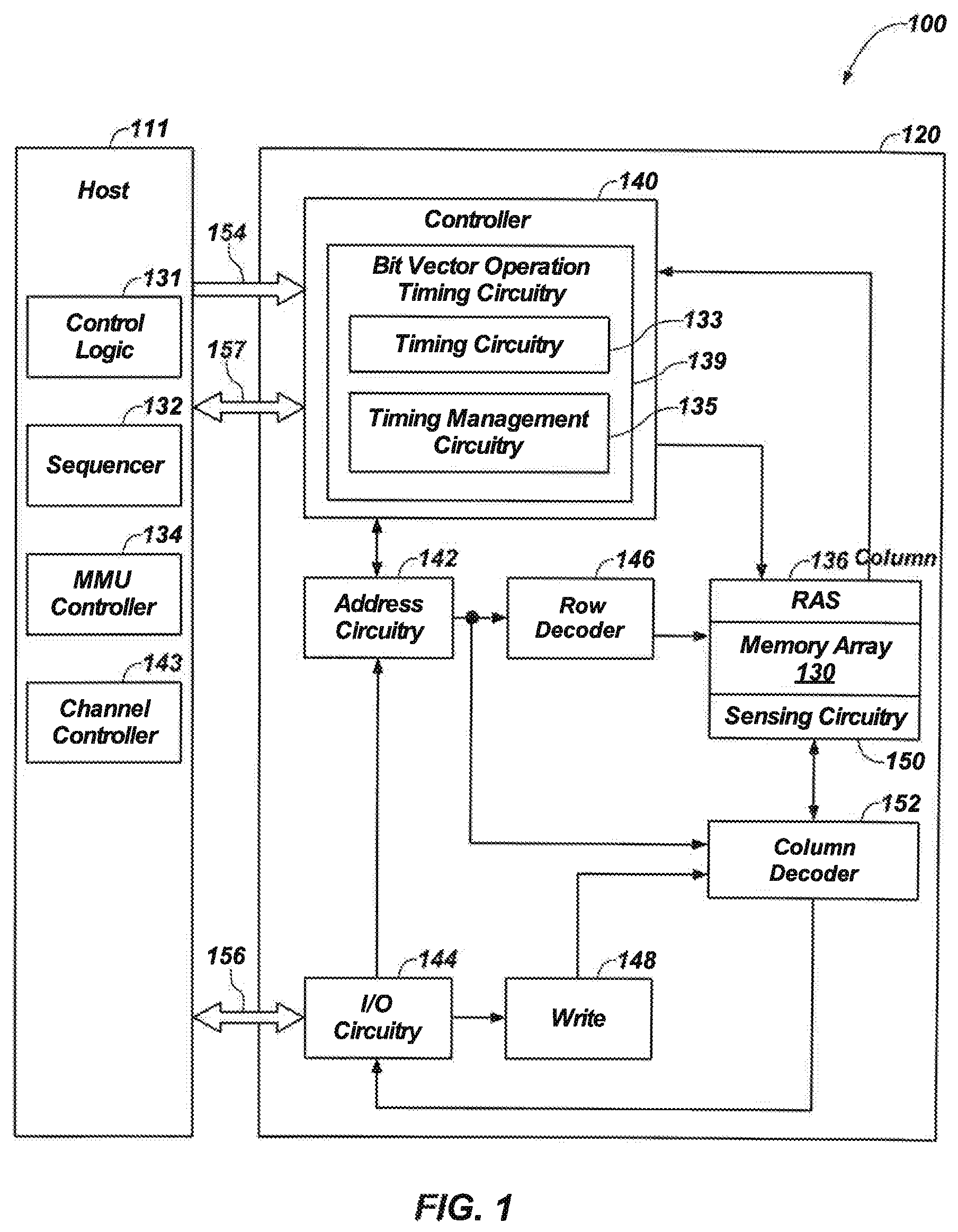 Patent US12602575 Figure 1 – Performing processing-in-memory operations related to pre-synaptic spike signals, and related methods and systems