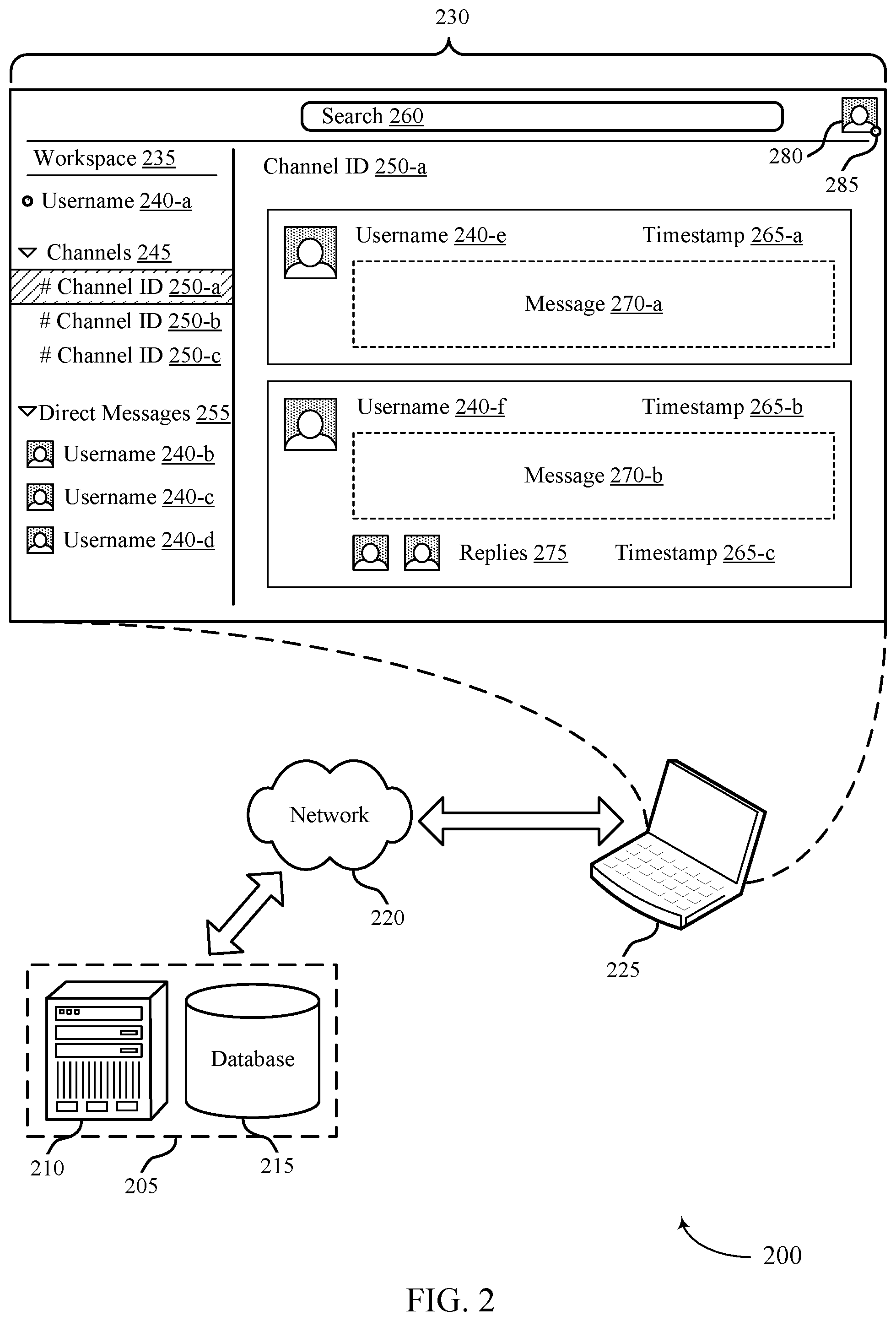 Patent US12602599 Figure 2 – Ranking and marking messages in a group-based communication system using machine learning techniques
