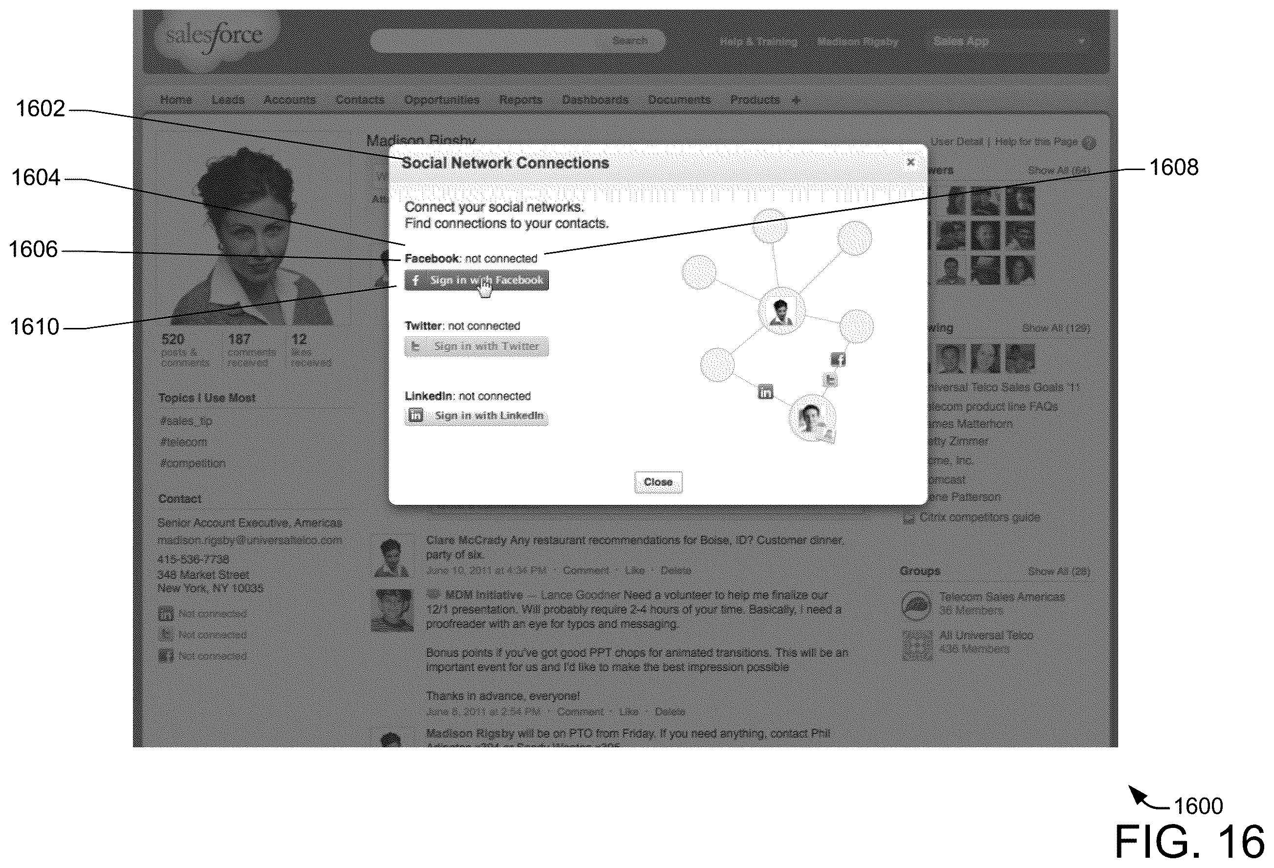 Patent US12602625 Figure 16 – Systems and methods for creating a rich social media profile