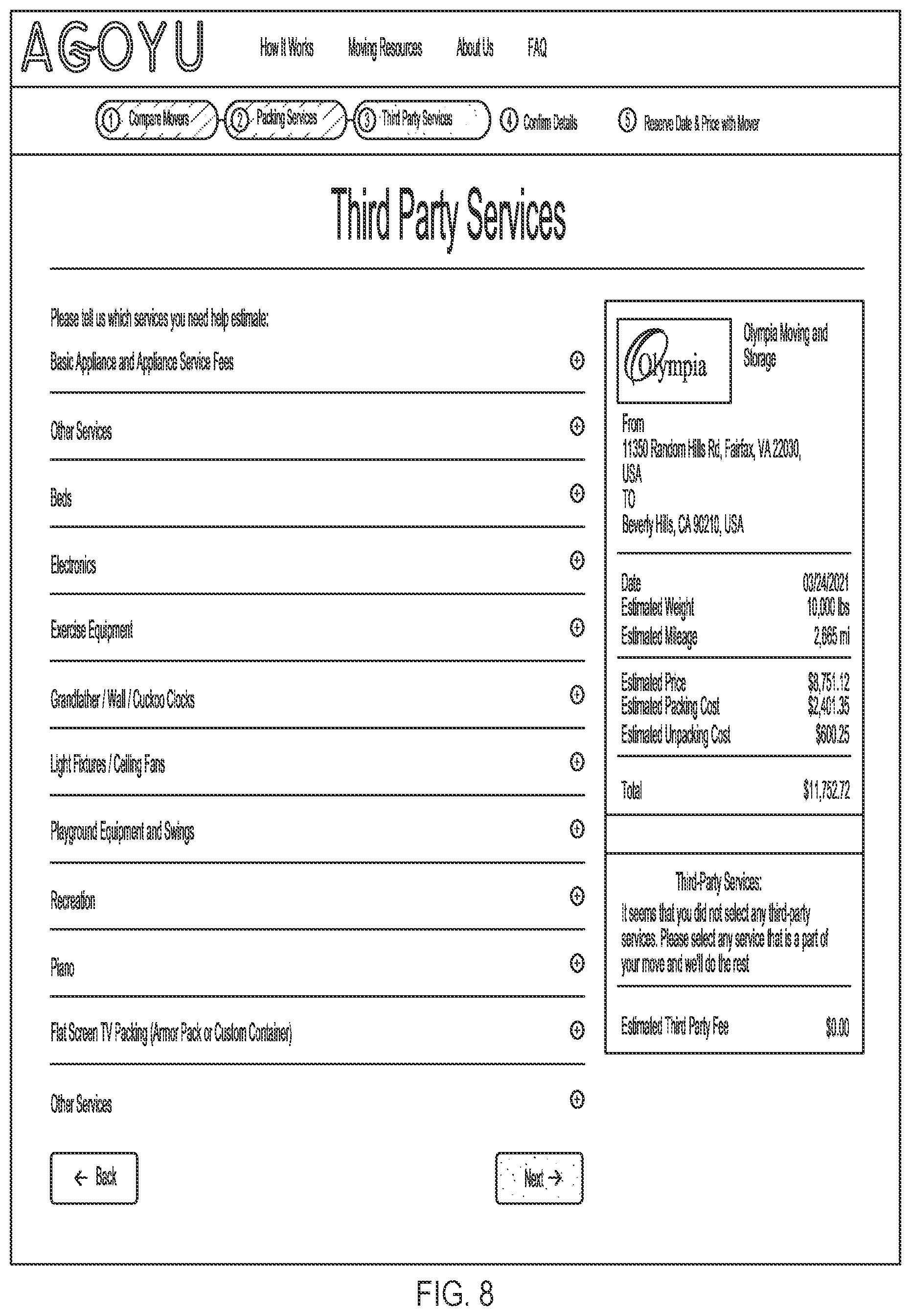 Patent US12602645 Figure 8 – Mobile device application and system for providing a virtual survey