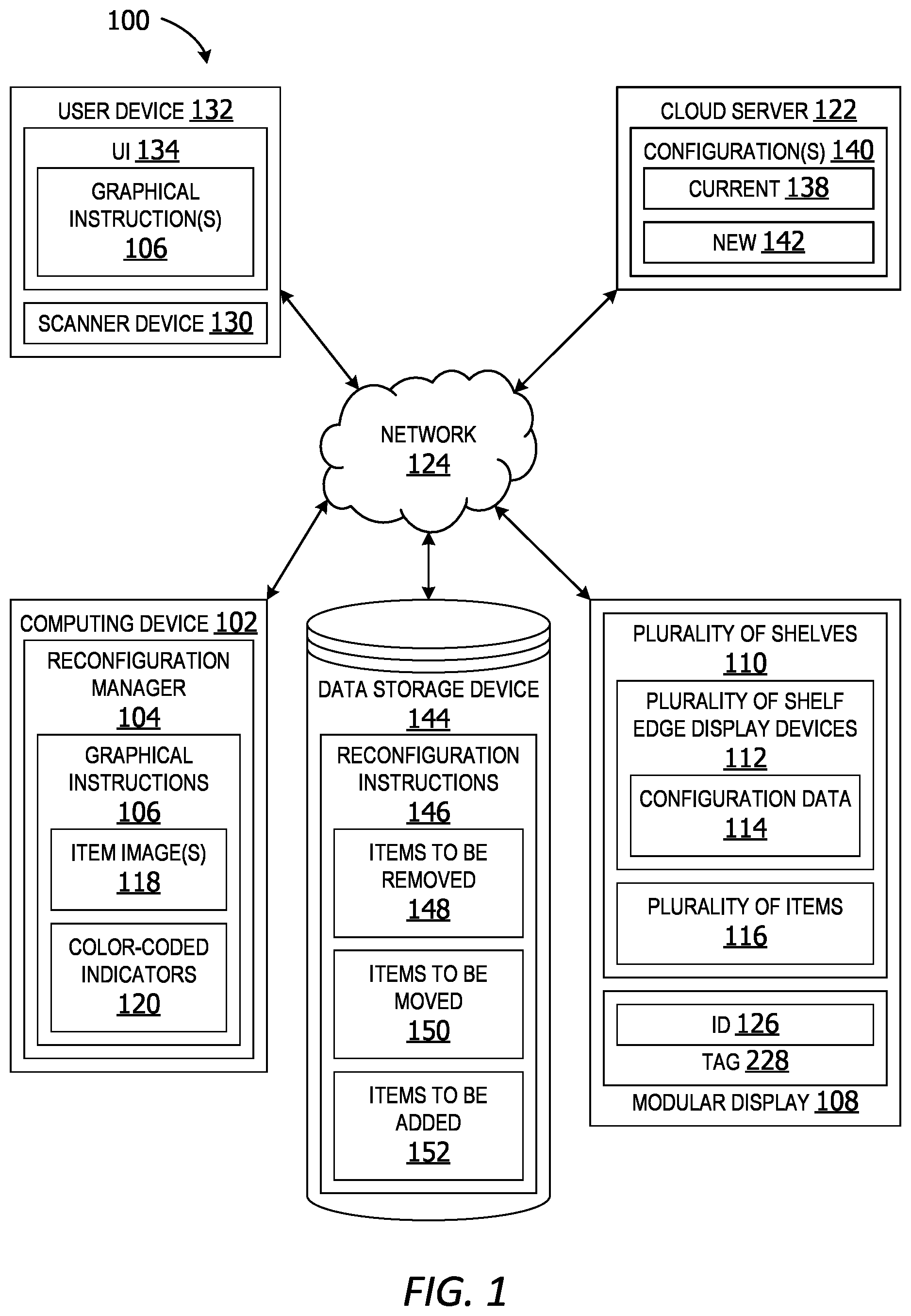 Patent US12602654 Figure 1 – Sequential reconfiguration guidance with synchronization across devices