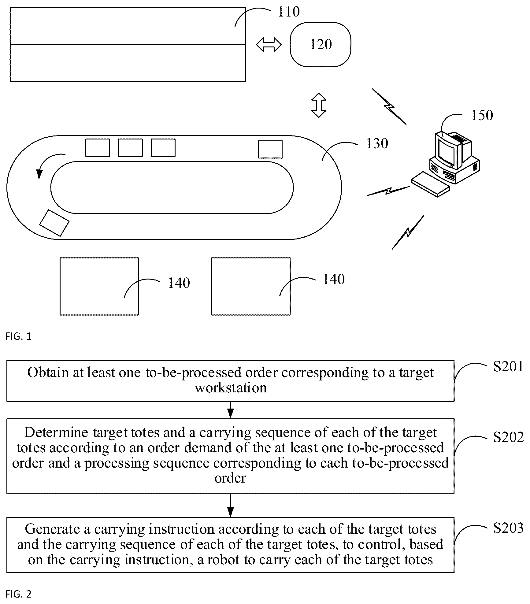 Patent US12602657 Figure 1 – Tote processing method and device, and storage medium
