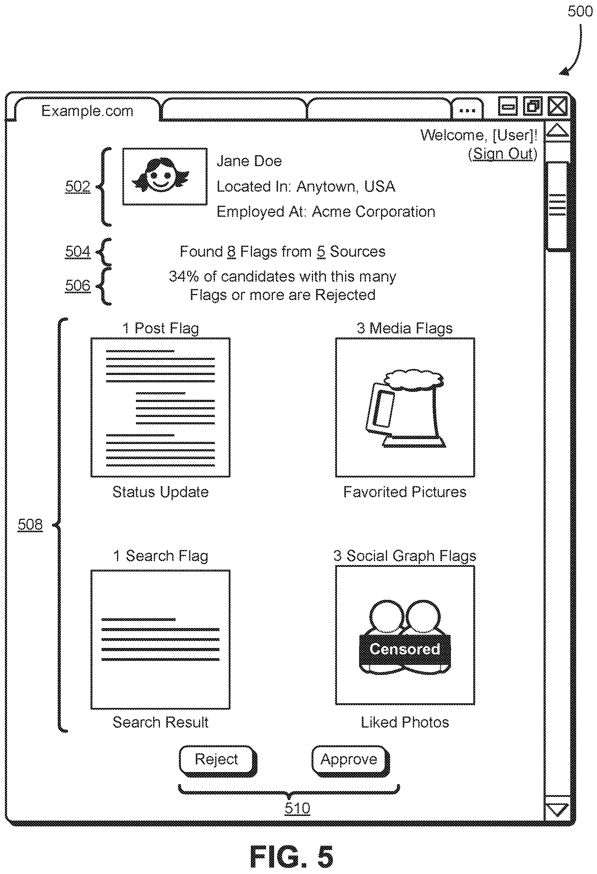 Patent US12602661 Figure 5 – System for searching and correlating online activity with individual classification factors