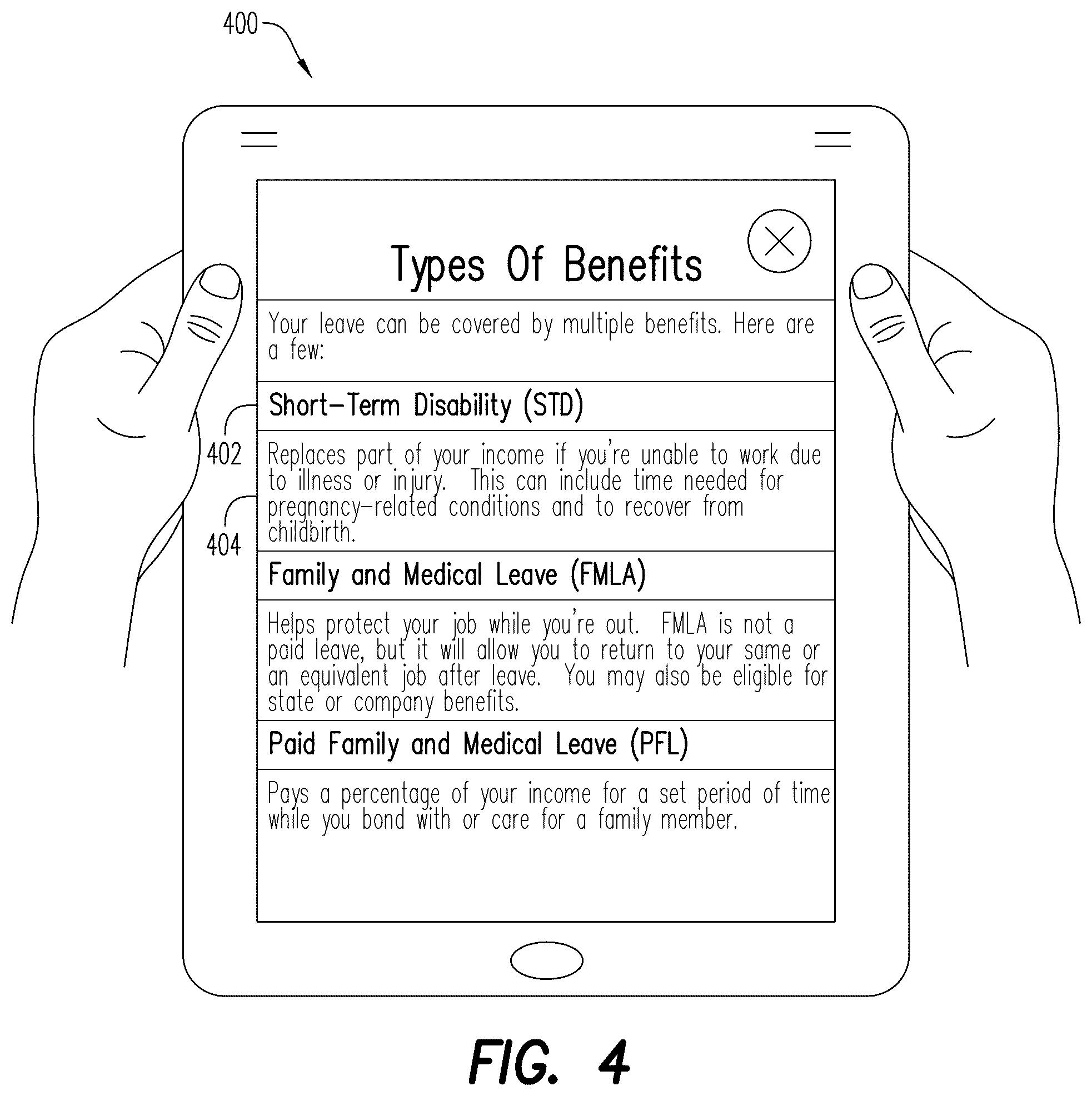 Patent US12602663 Figure 4 – Absence framework