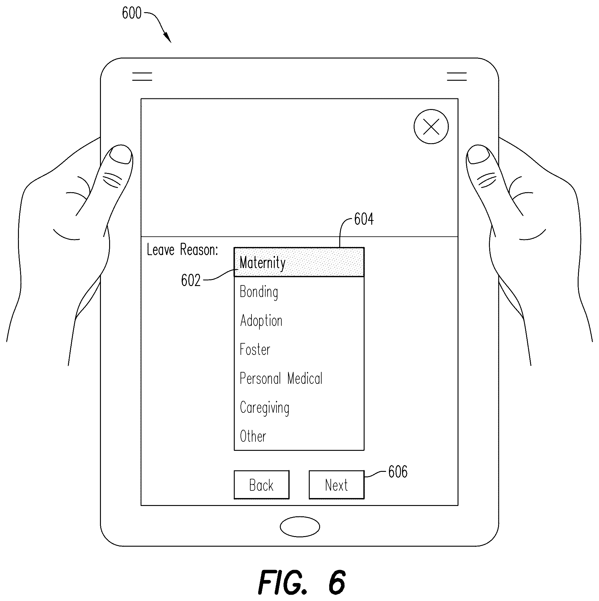 Patent US12602663 Figure 6 – Absence framework
