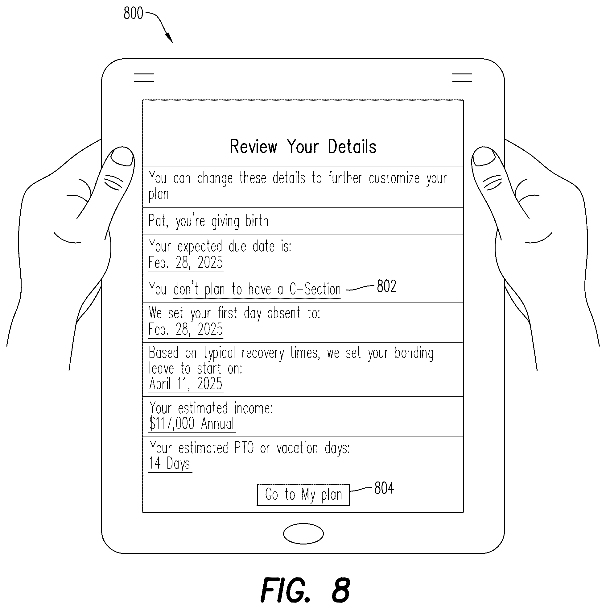 Patent US12602663 Figure 8 – Absence framework