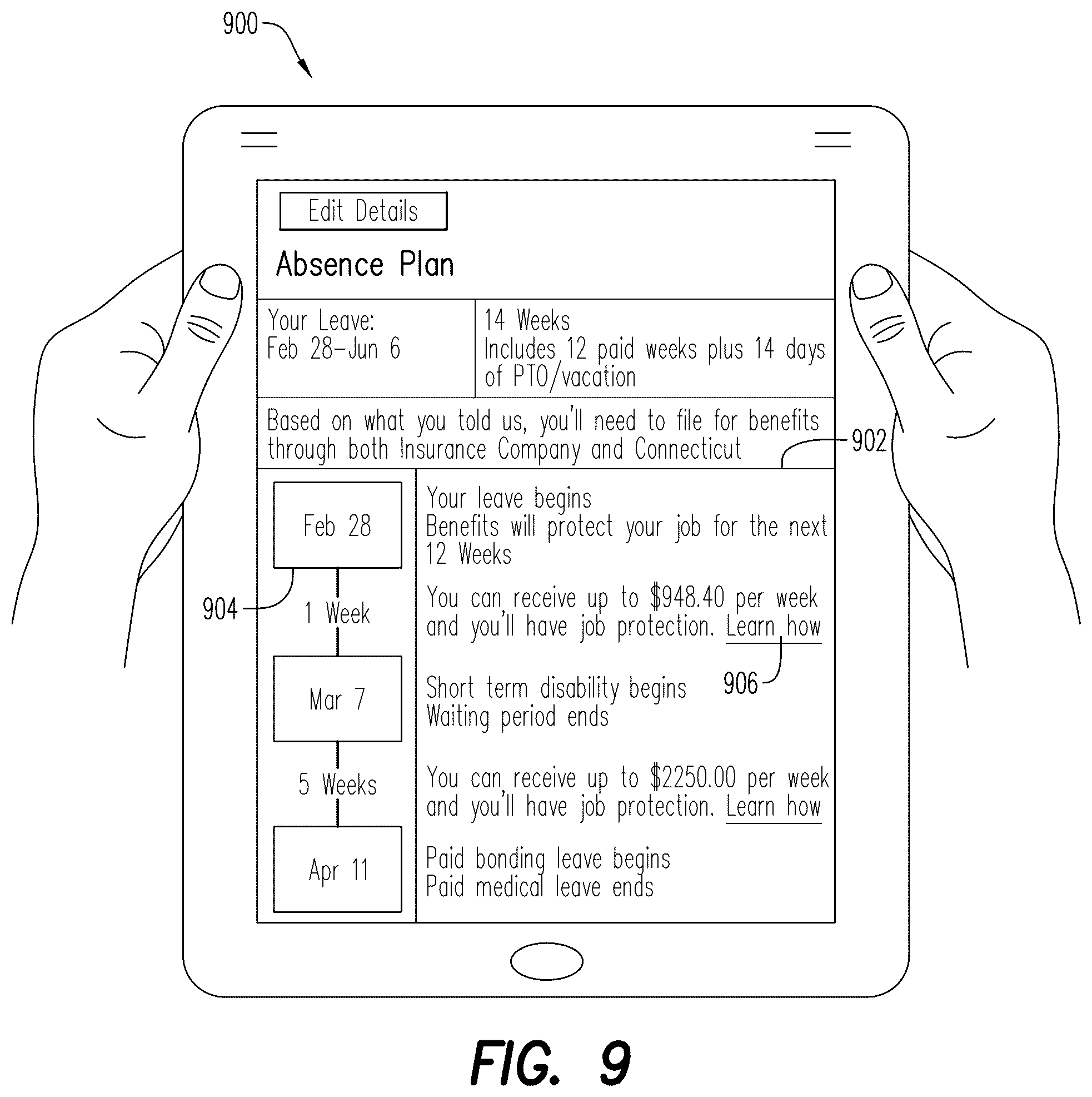 Patent US12602663 Figure 9 – Absence framework