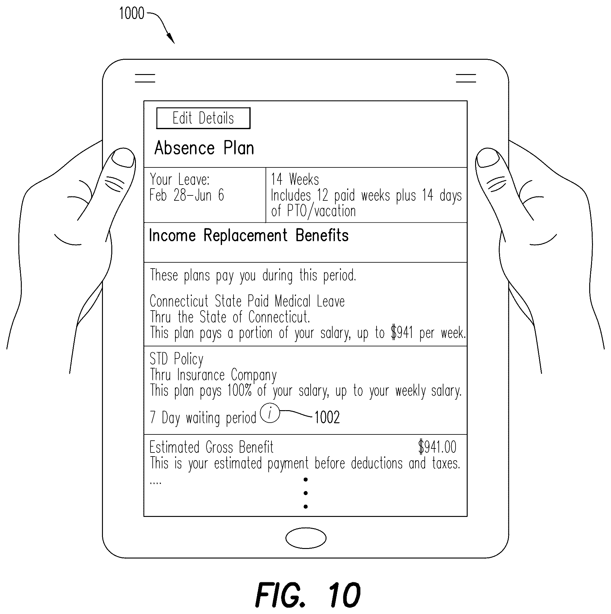 Patent US12602663 Figure 10 – Absence framework
