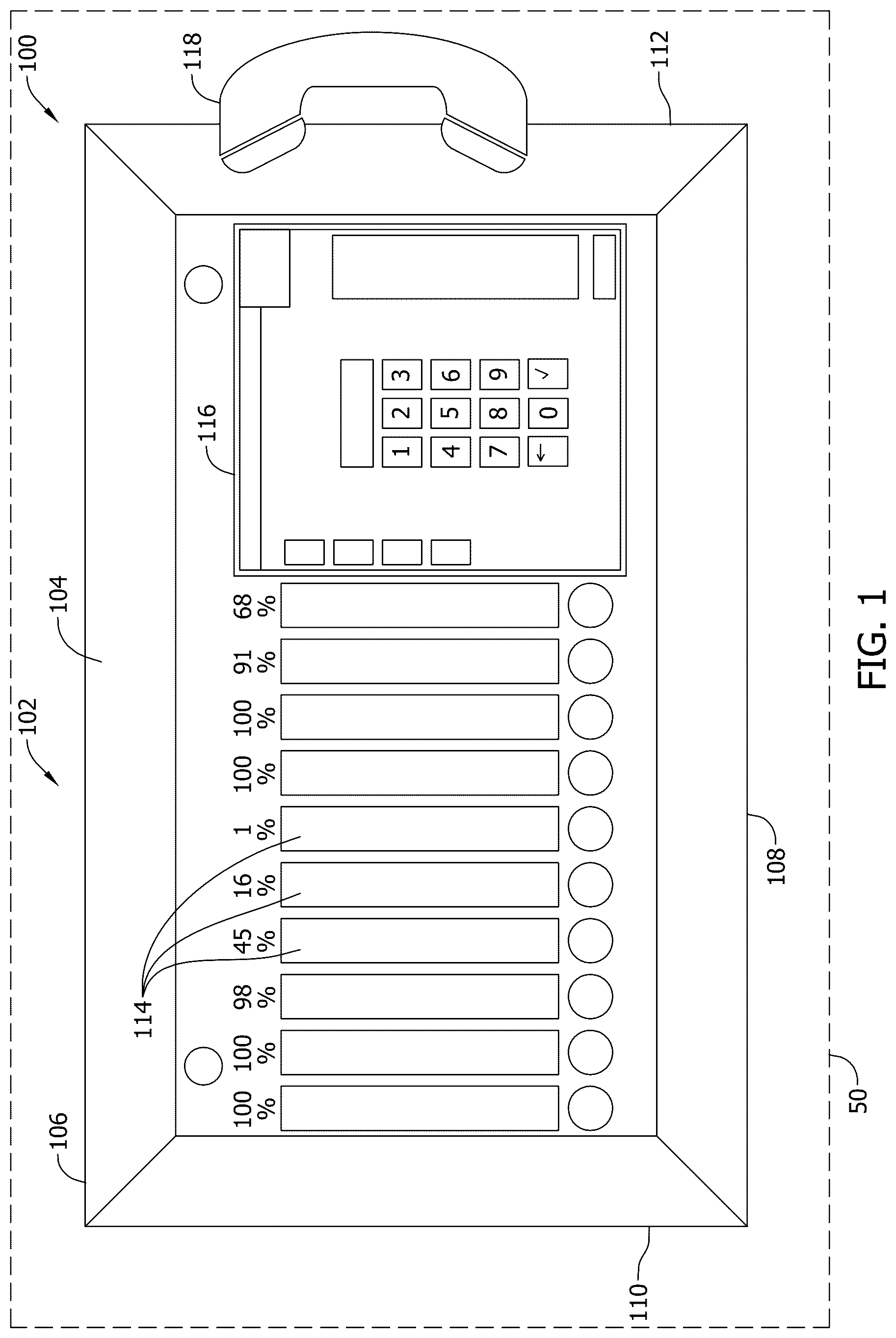 Patent US12602678 Figure 1 – Configurable correctional facility computer kiosk systems and methods for portable electronic device access and management