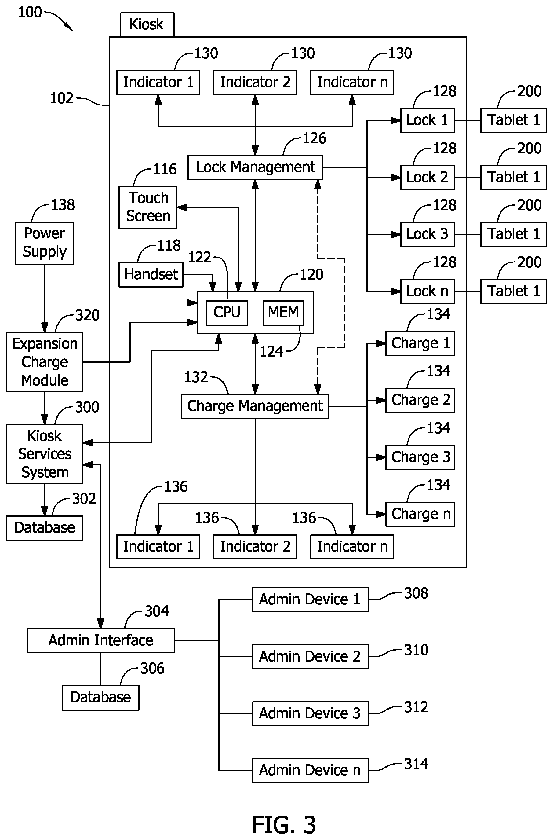 Patent US12602678 Figure 3 – Configurable correctional facility computer kiosk systems and methods for portable electronic device access and management