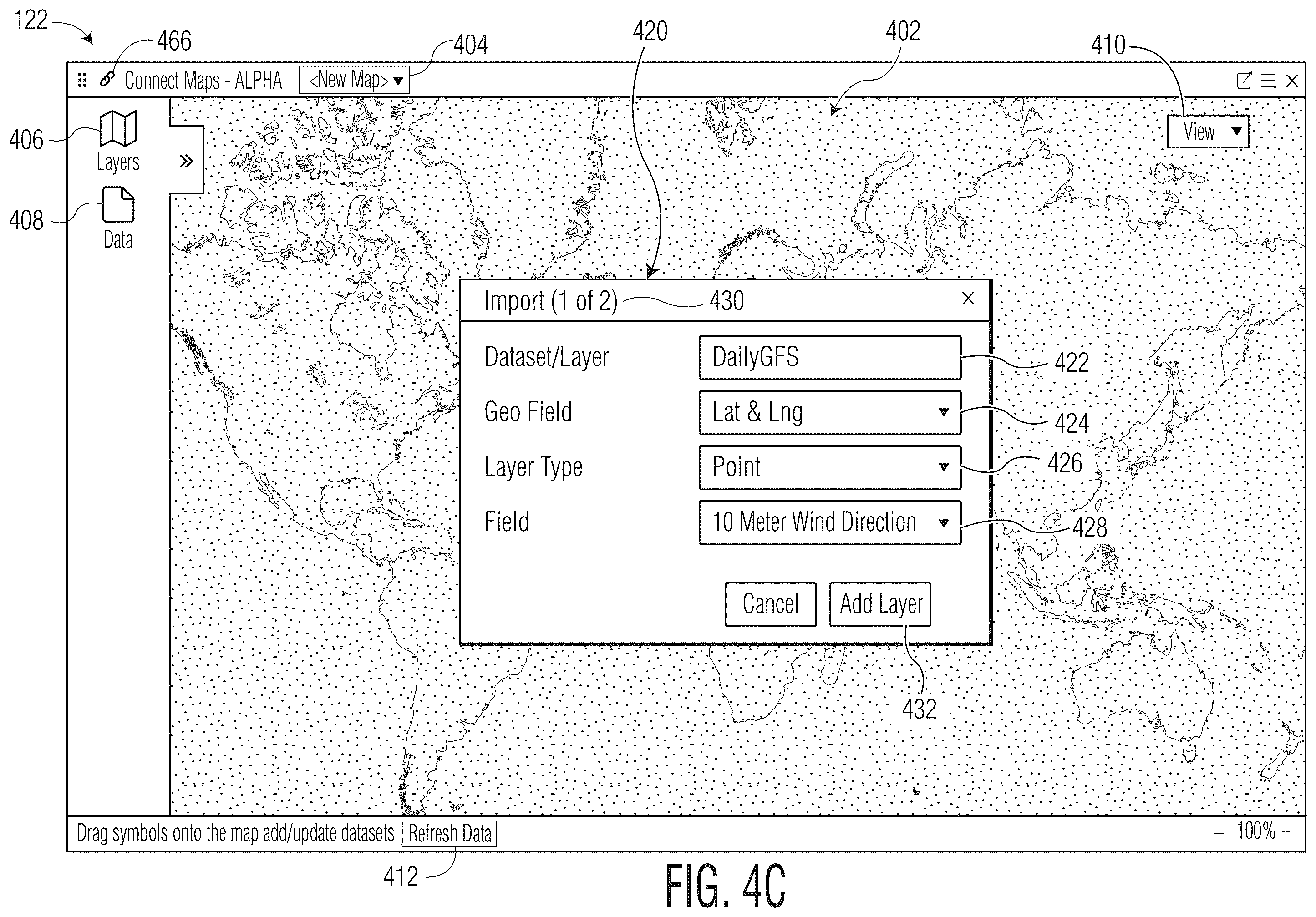 Patent US12602701 Figure 6 – Interactive map interface incorporating customizable geospatial data
