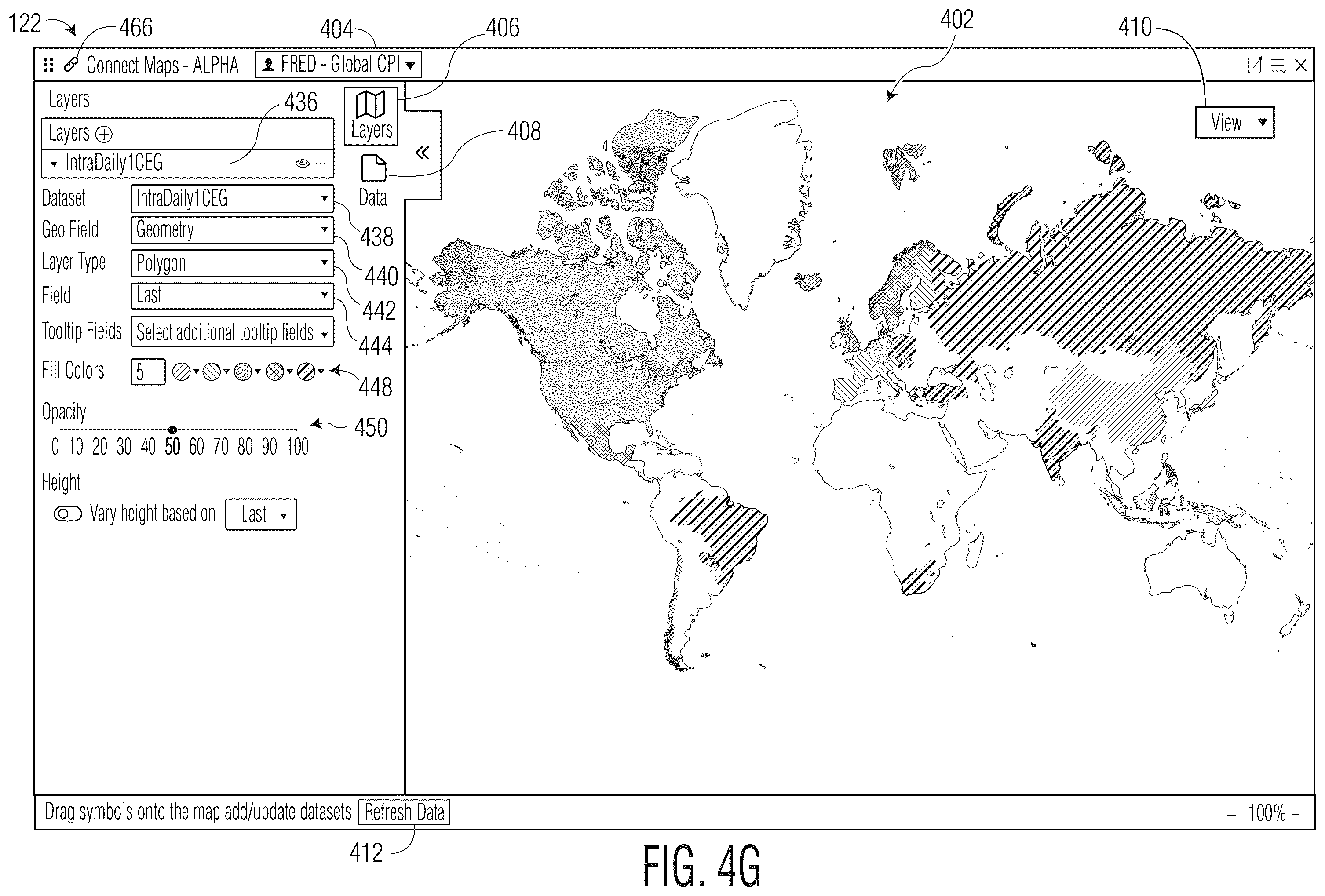 Patent US12602701 Figure 10 – Interactive map interface incorporating customizable geospatial data