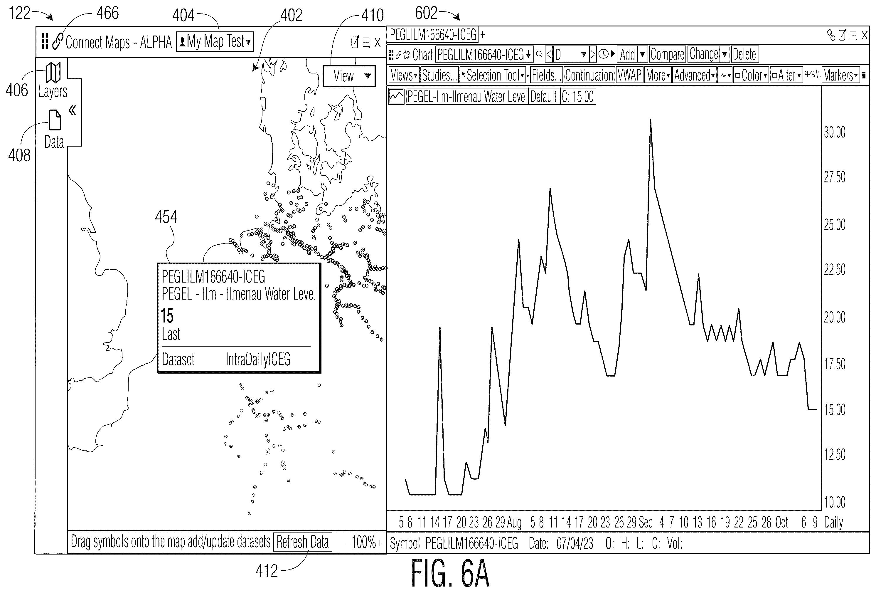 Patent US12602701 Figure 14 – Interactive map interface incorporating customizable geospatial data
