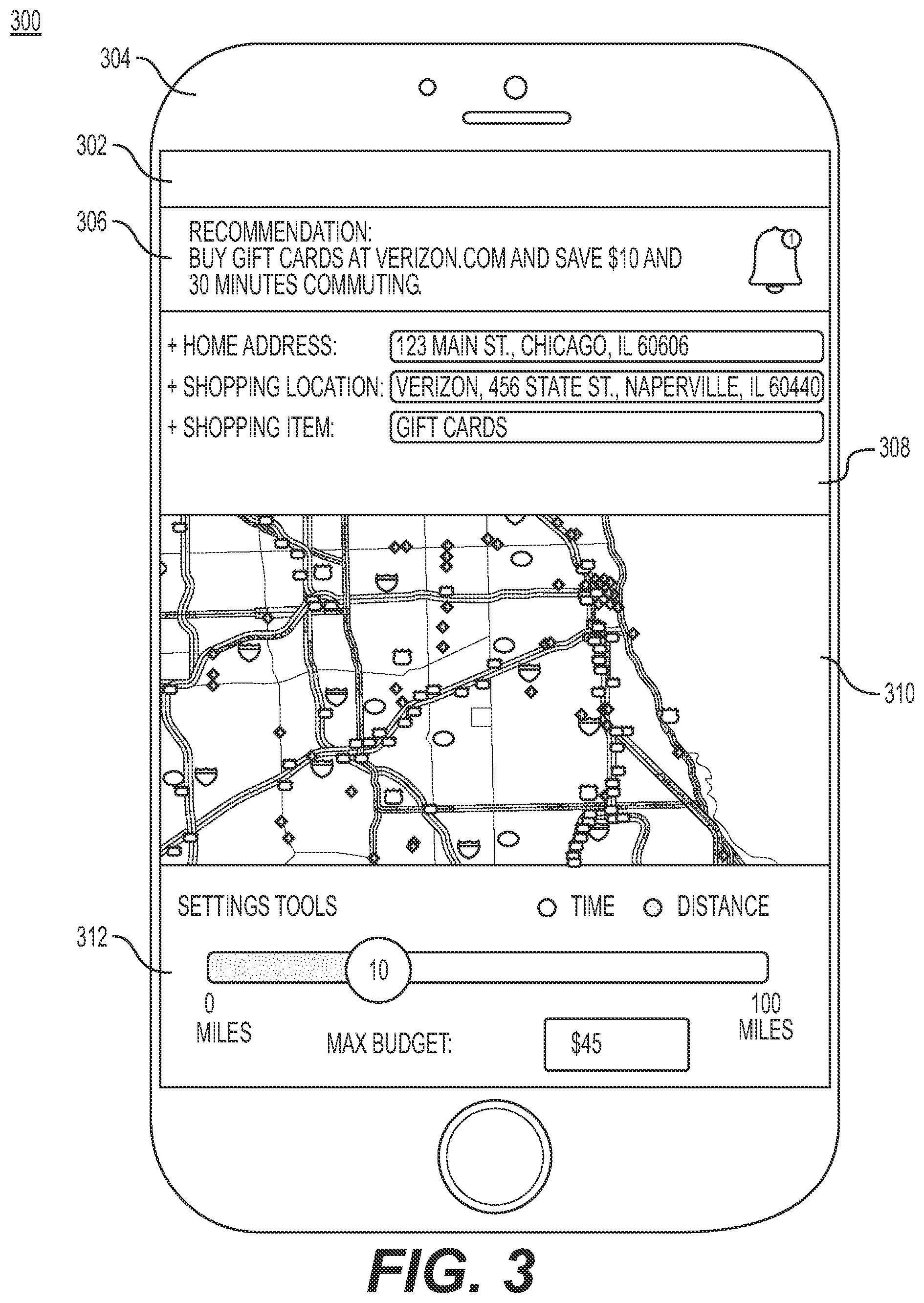 Patent US12602716 Figure 3 – Method, system, and computer-readable medium for generating recommendations based on online history information and geospatial data
