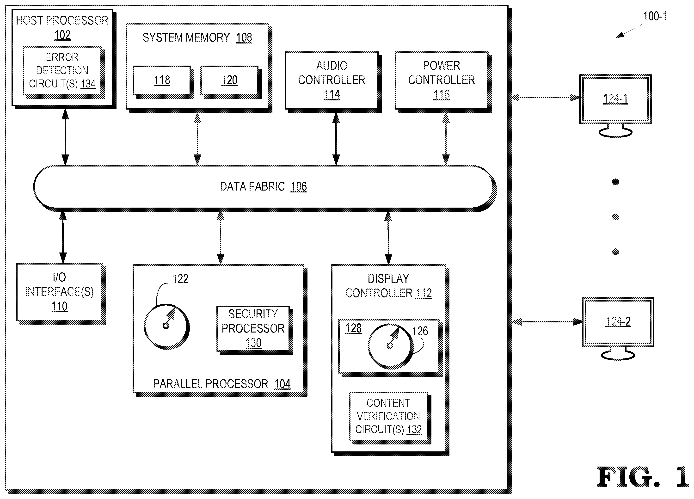 Patent US12602759 Figure 1 – Verification of critical display frame portions for multiple displays in a virtual machine environment