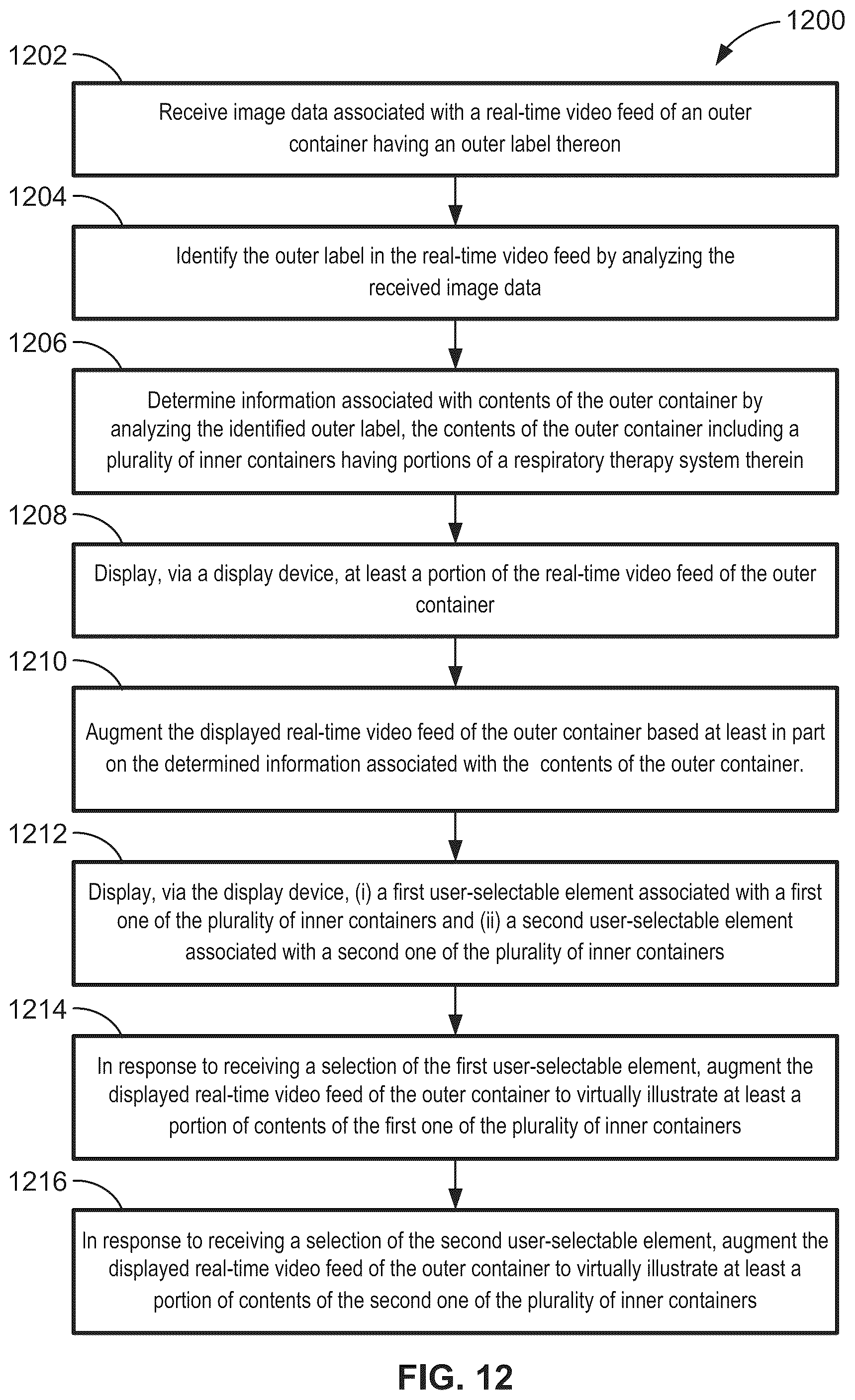 Patent US12602839 Figure 16 – Systems and methods for retrieving information associated with contents of a container using augmented reality
