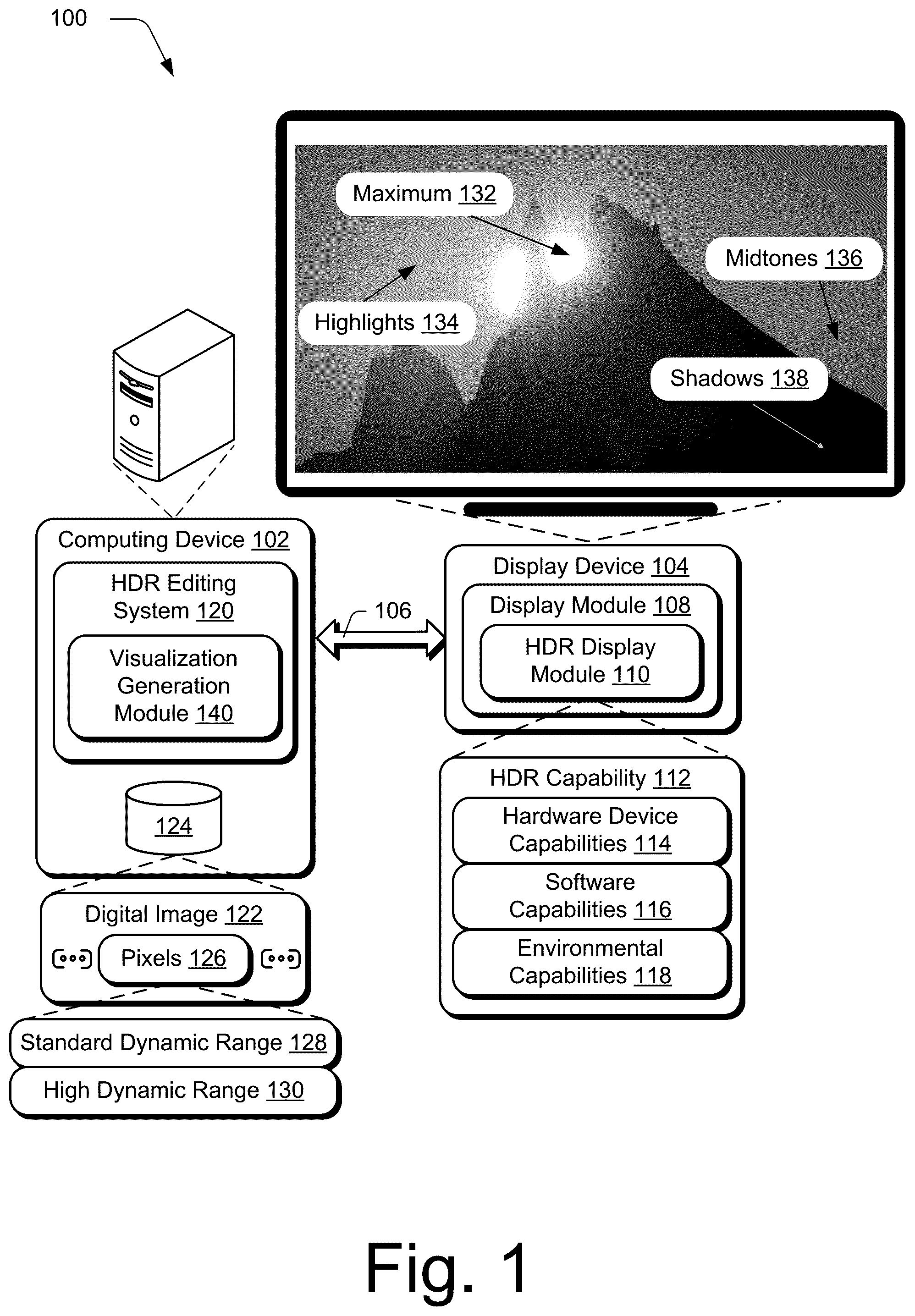 Patent US12602841 Figure 1 – High dynamic range visualizations indicating ranges, point curves, and previews