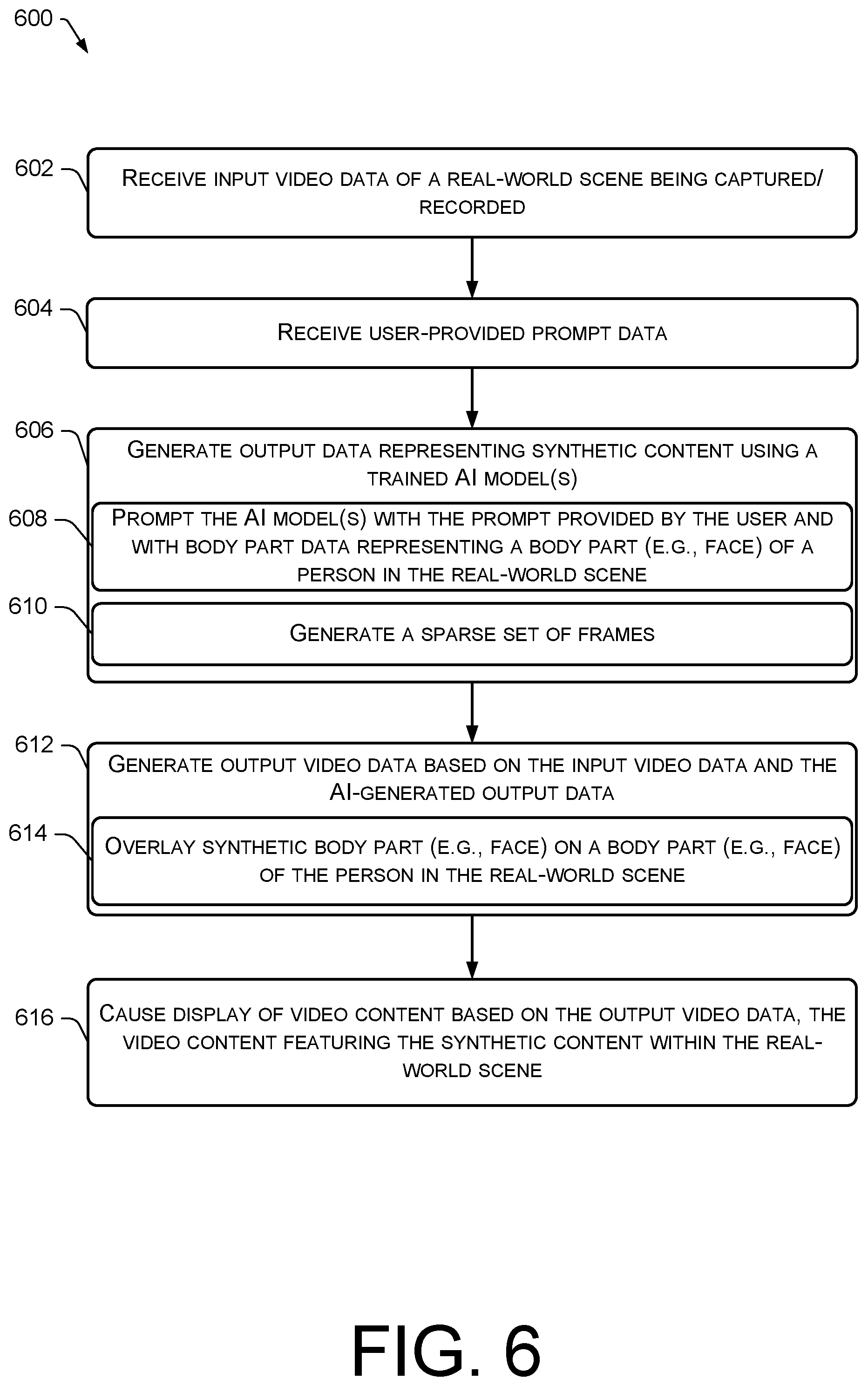 Patent US12602855 Figure 7 – Live model prompting and real-time output of photoreal synthetic content
