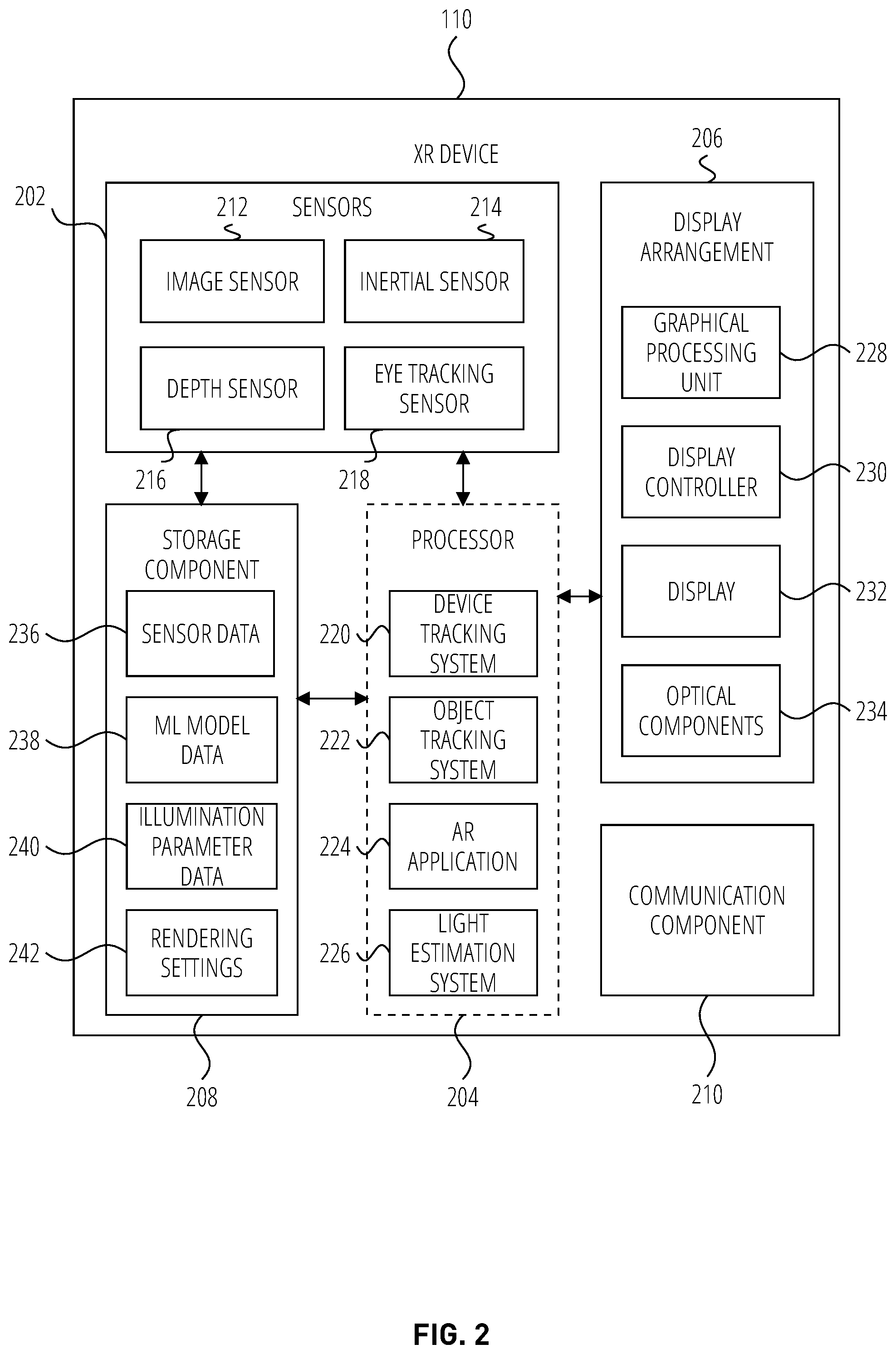 Patent US12602863 Figure 2 – Hand-based light estimation for extended reality