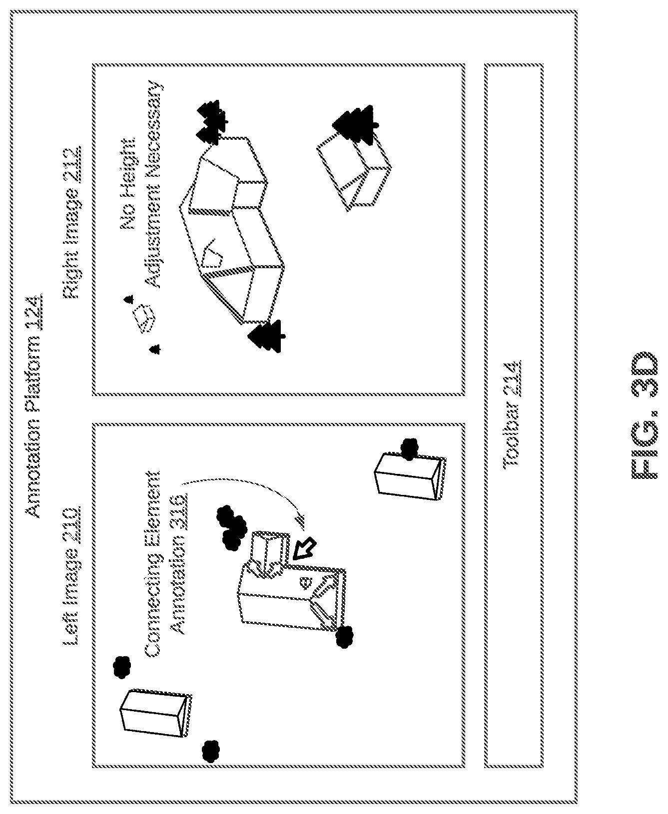 Patent US12602876 Figure 6 – Annotation tools for reconstructing three-dimensional roof geometry