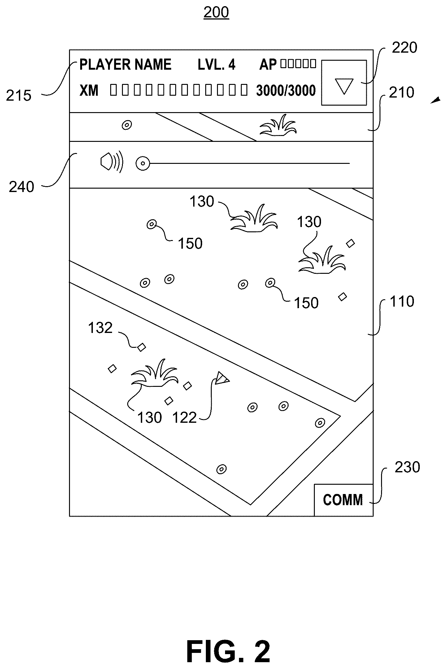 Patent US12602880 Figure 2 – Controlling augmented reality content via selection of real-world locations or objects
