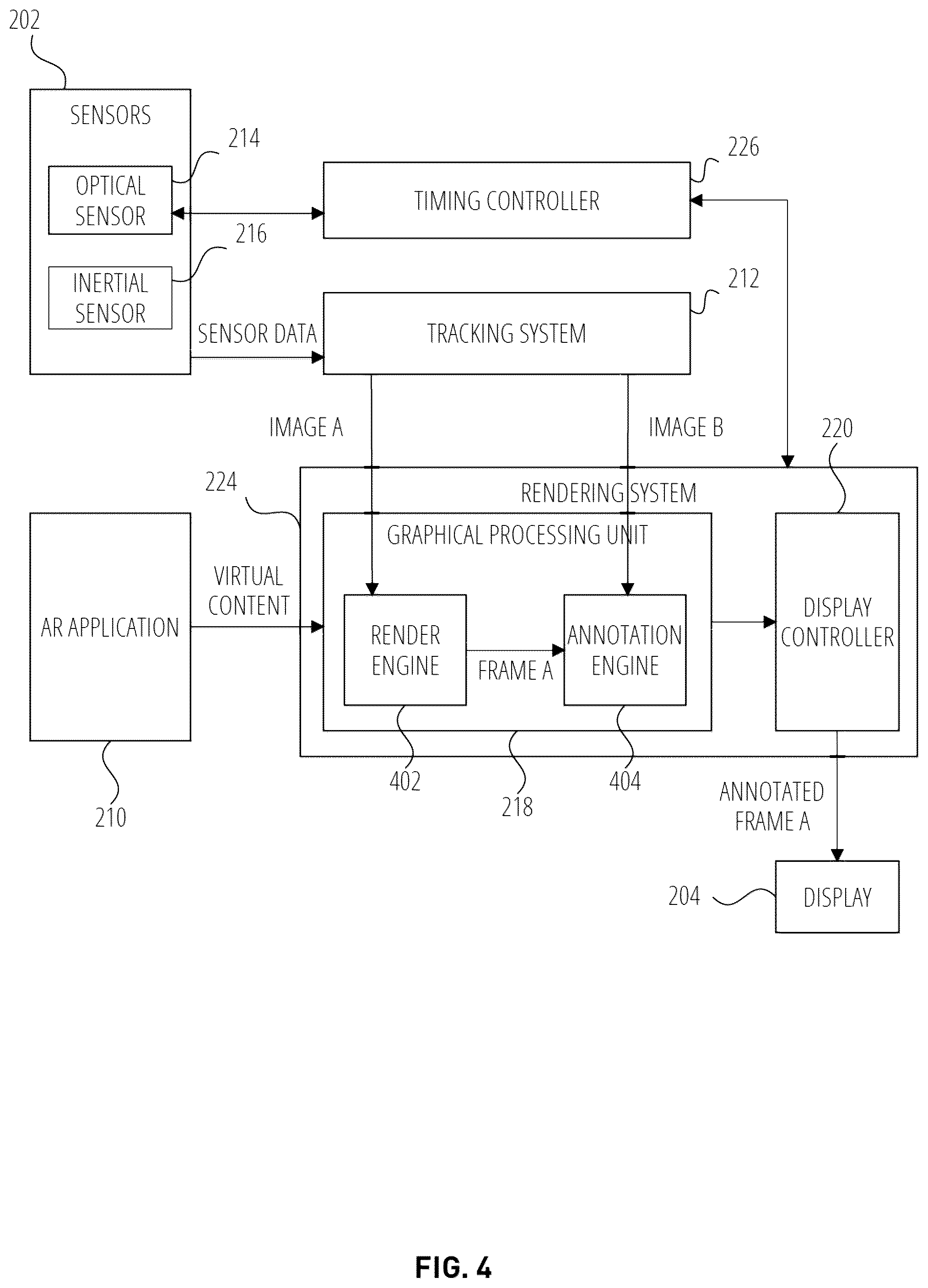 Patent US12602886 Figure 4 – Low latency hand-tracking in augmented reality systems