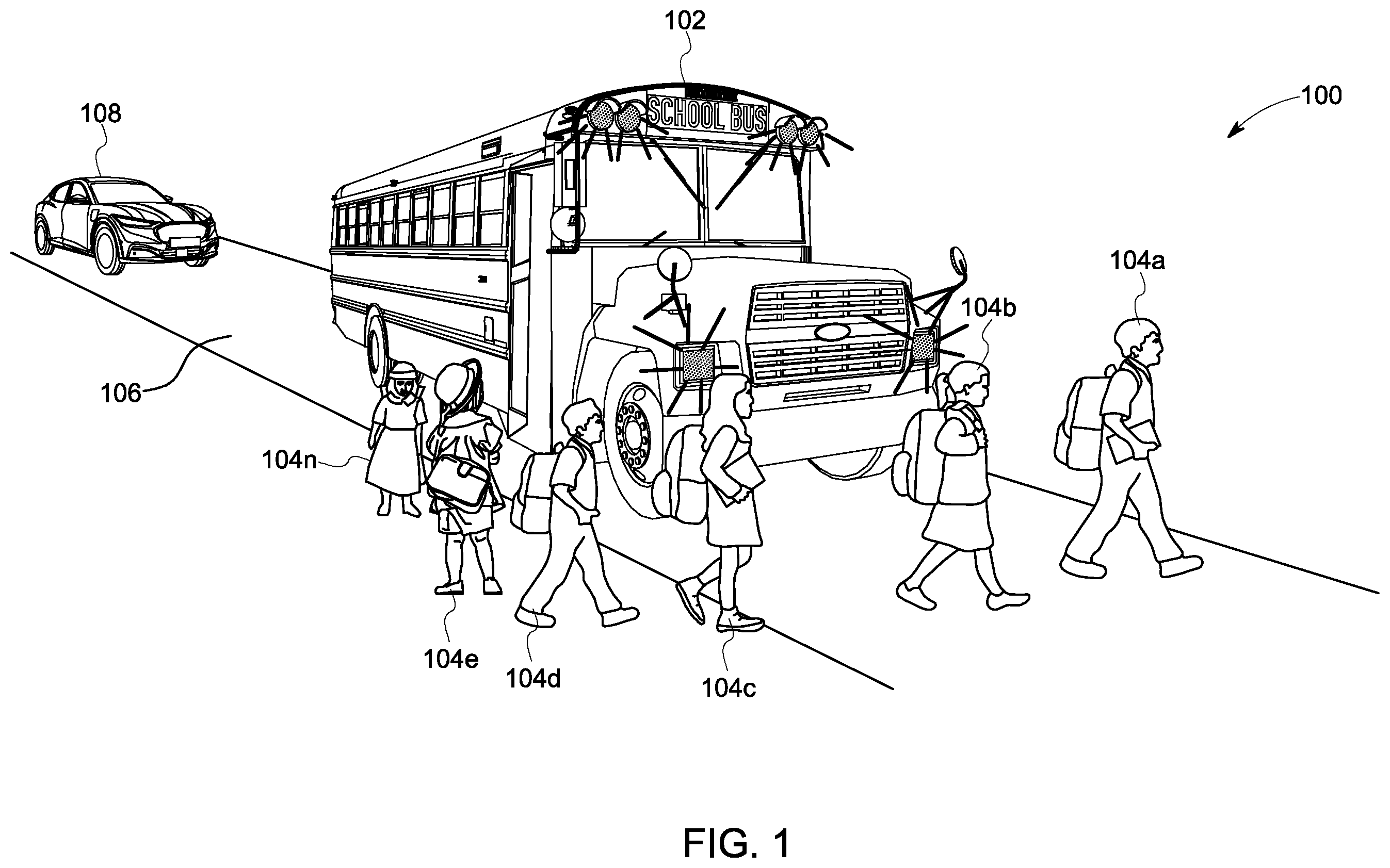 Patent US12602932 Figure 1 – Systems and methods for monitoring users exiting a vehicle