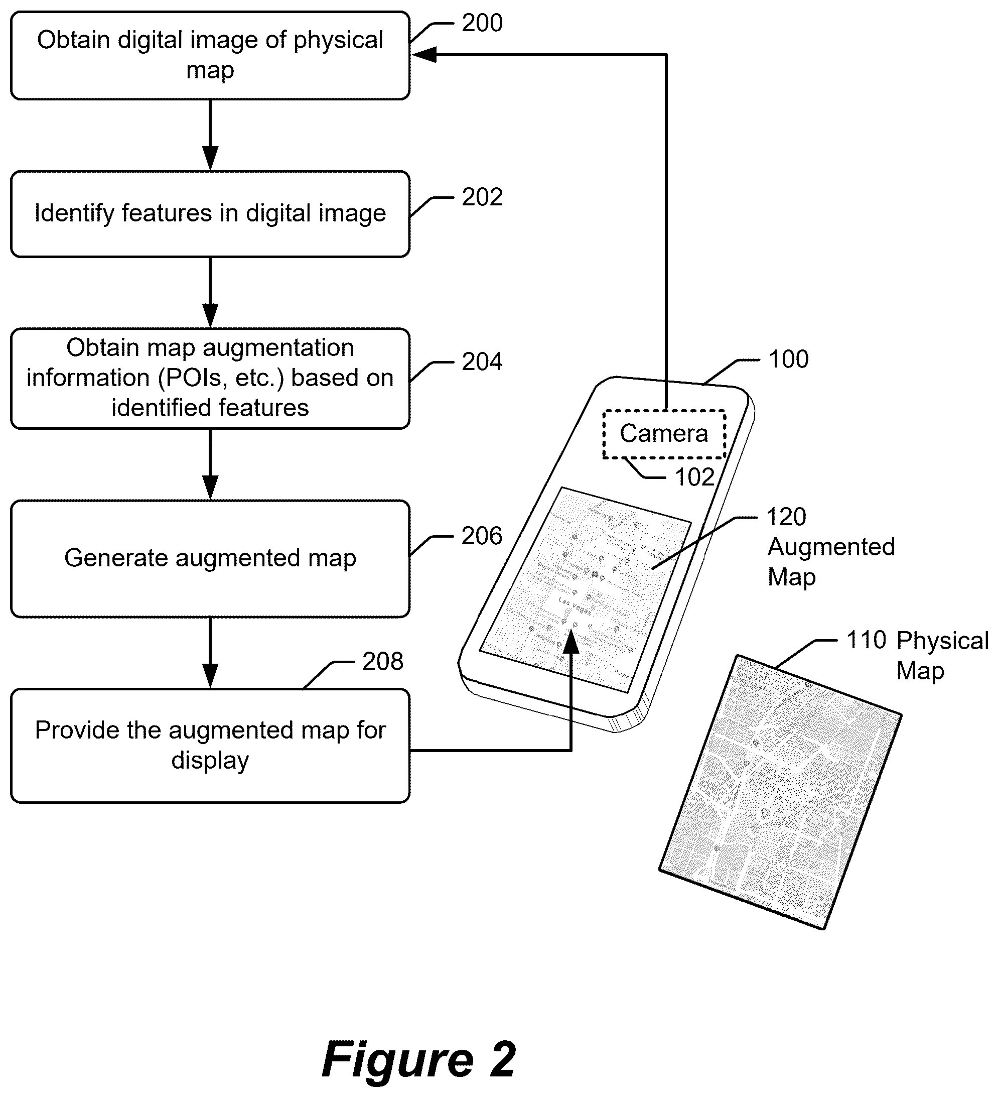 Patent US12602948 Figure 3 – Generating computer augmented maps from physical maps