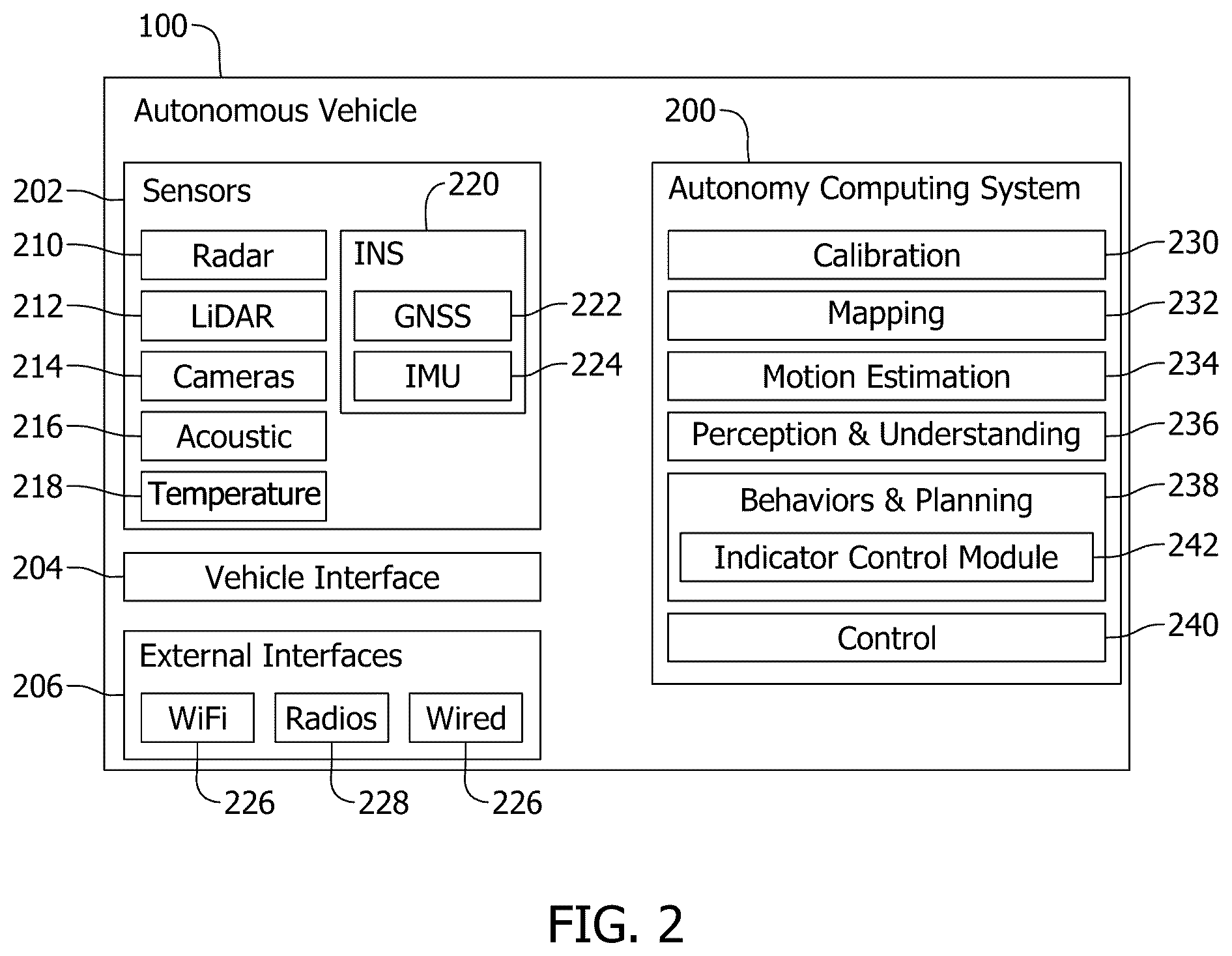 Patent US12602958 Figure 2 – Using lighting zones to communicate pre-trip diagnostics