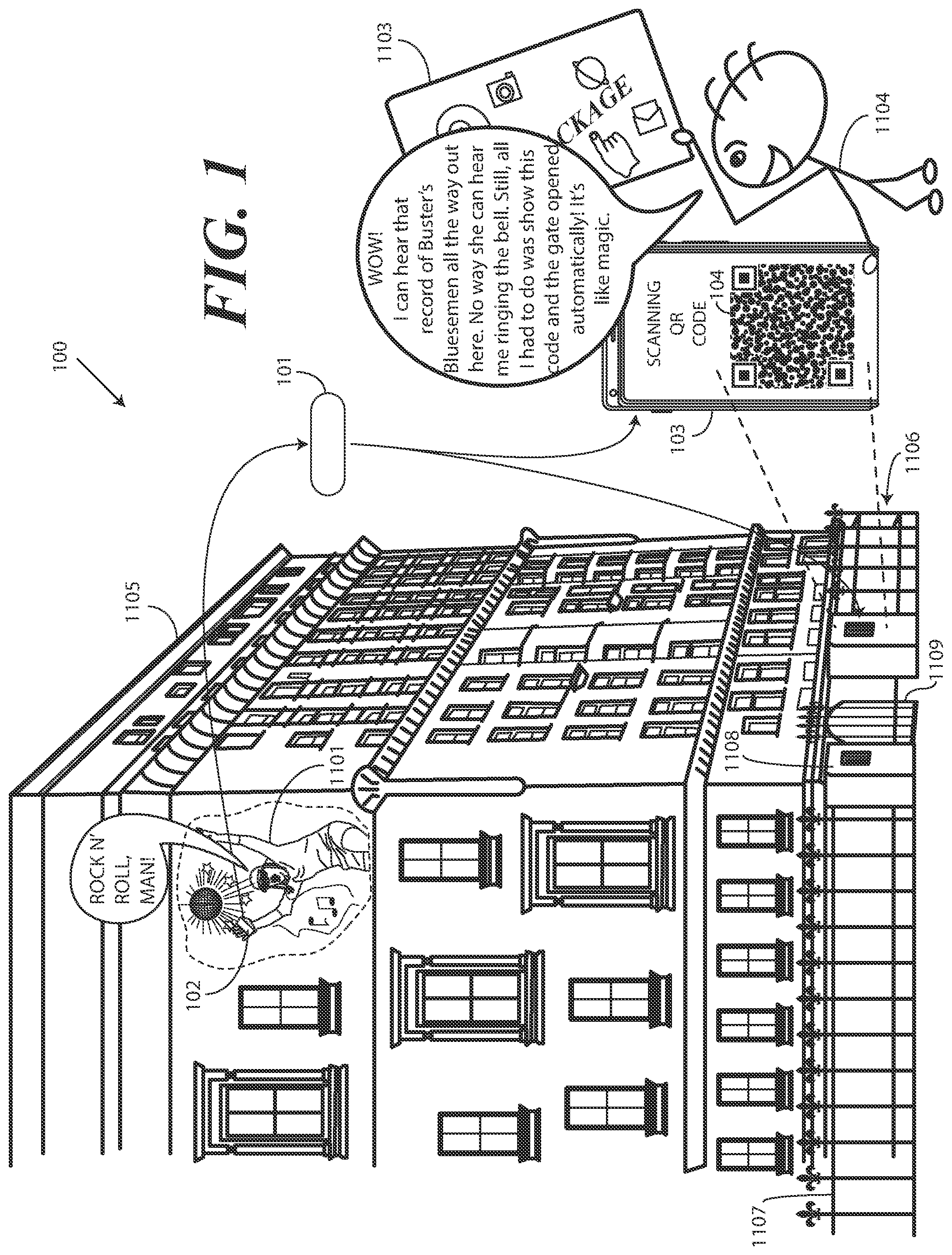 Patent US12602961 Figure 1 – Electronic devices and corresponding methods for generating and transmitting electronic entry system control communiques