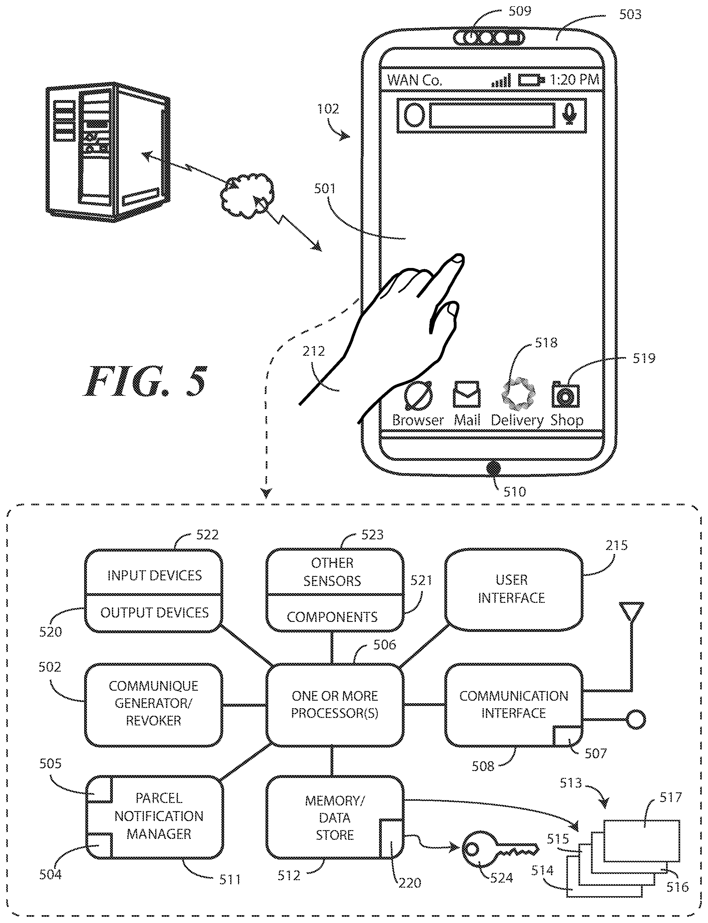 Patent US12602961 Figure 5 – Electronic devices and corresponding methods for generating and transmitting electronic entry system control communiques