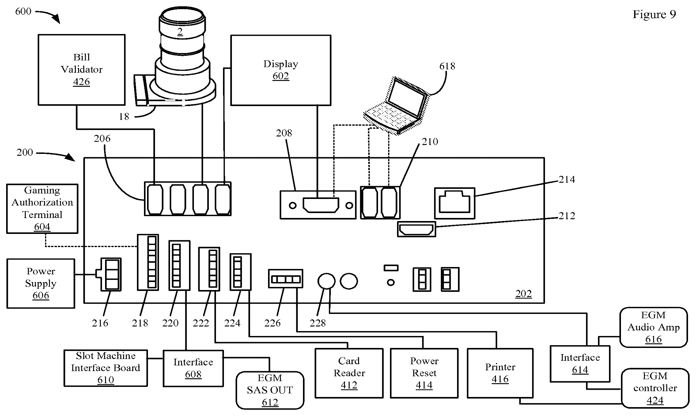 Patent US12602965 Figure 10 – Lottery games on an electronic gaming machine