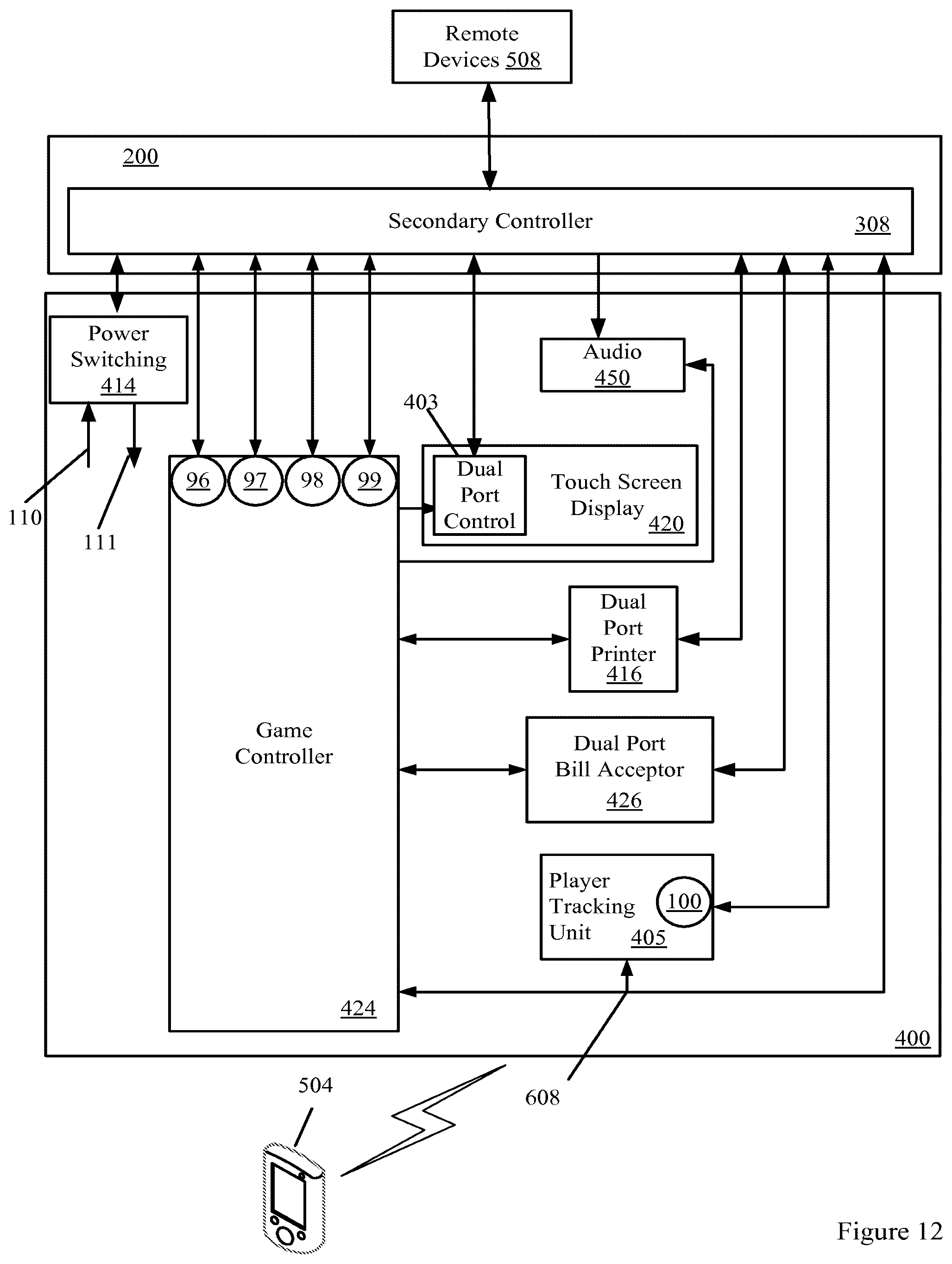 Patent US12602965 Figure 13 – Lottery games on an electronic gaming machine