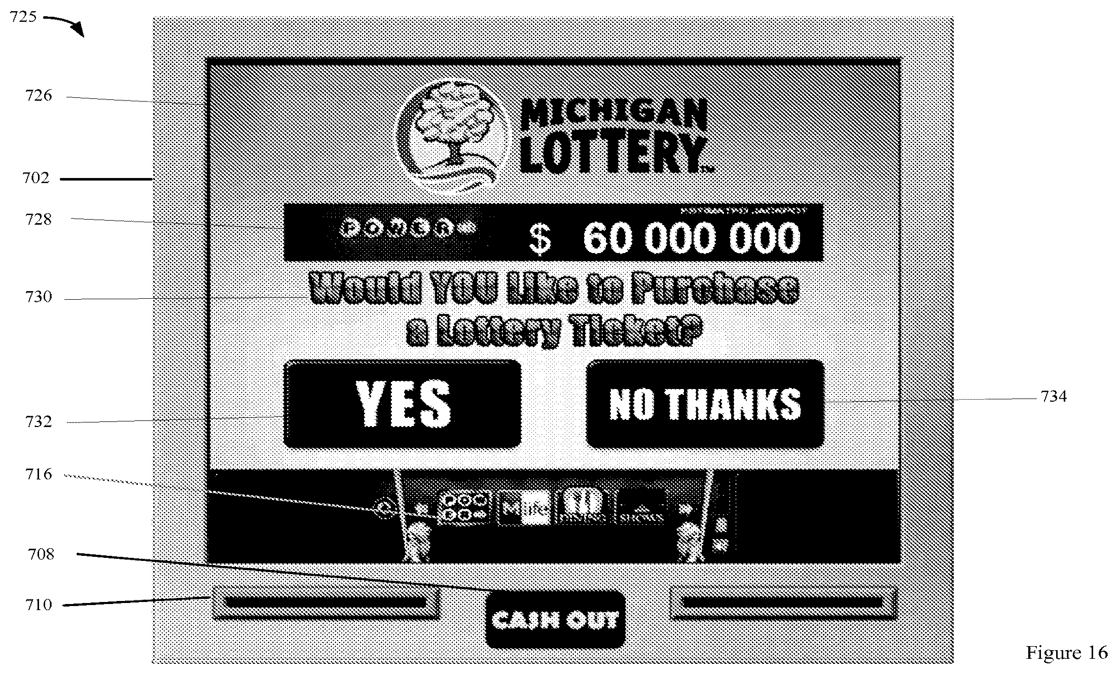 Patent US12602965 Figure 17 – Lottery games on an electronic gaming machine