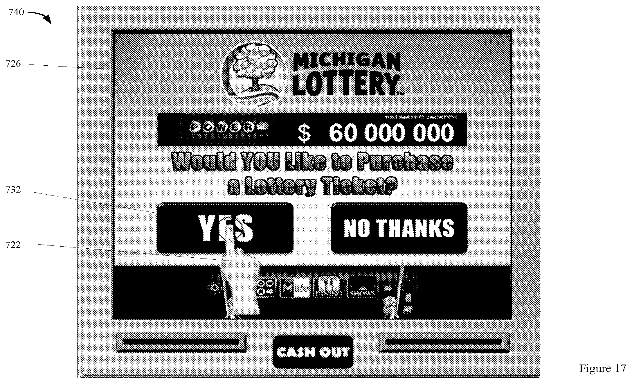 Patent US12602965 Figure 18 – Lottery games on an electronic gaming machine