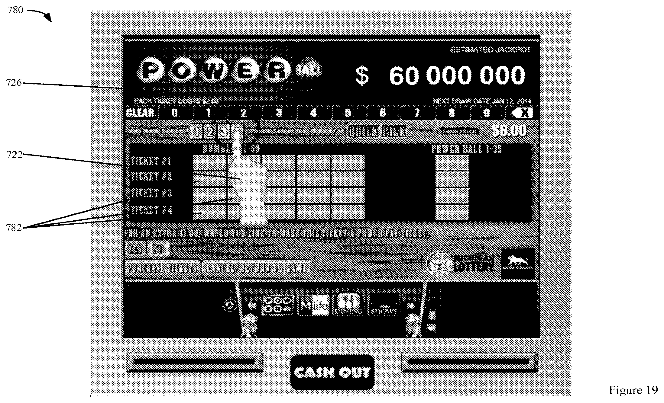 Patent US12602965 Figure 20 – Lottery games on an electronic gaming machine