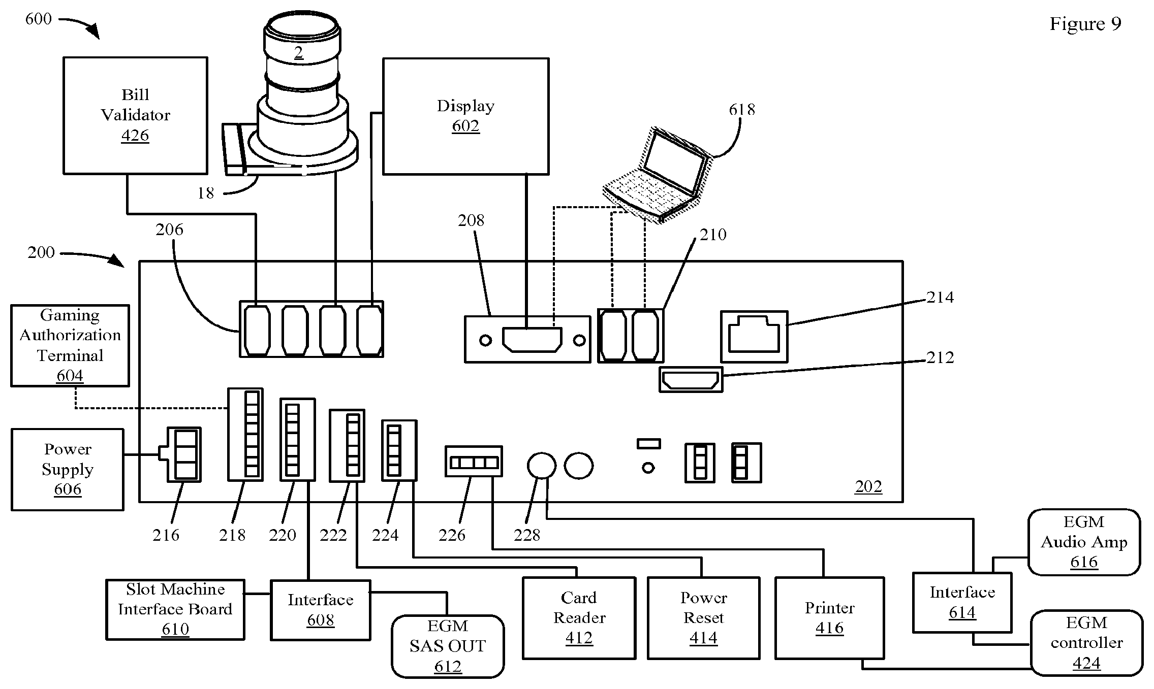 Patent US12602967 Figure 10 – Lottery games on an electronic gaming machine