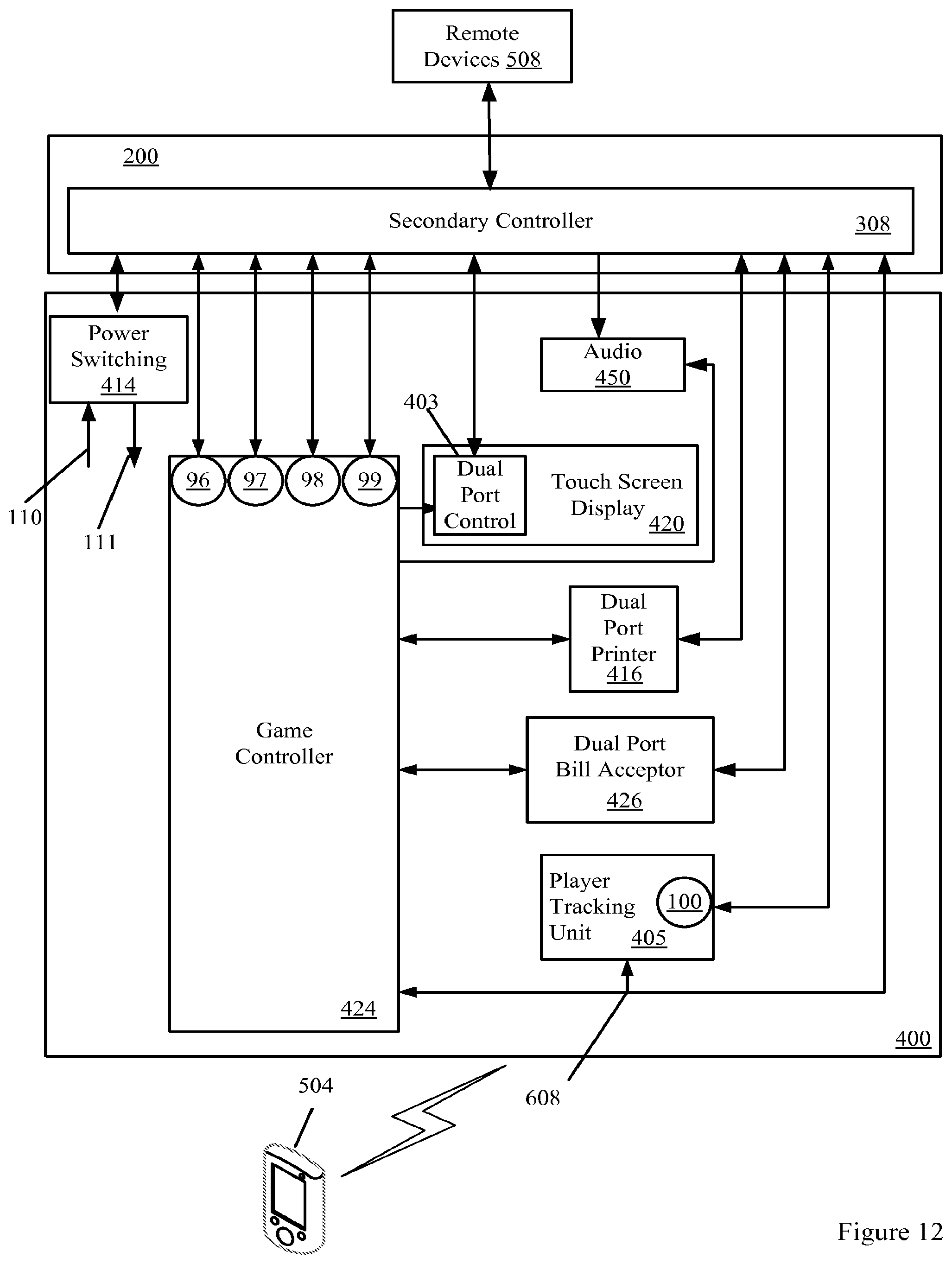 Patent US12602967 Figure 13 – Lottery games on an electronic gaming machine