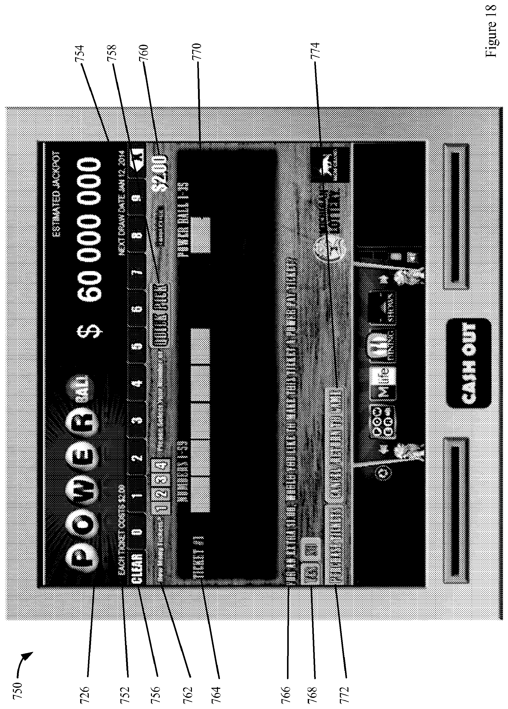 Patent US12602967 Figure 19 – Lottery games on an electronic gaming machine