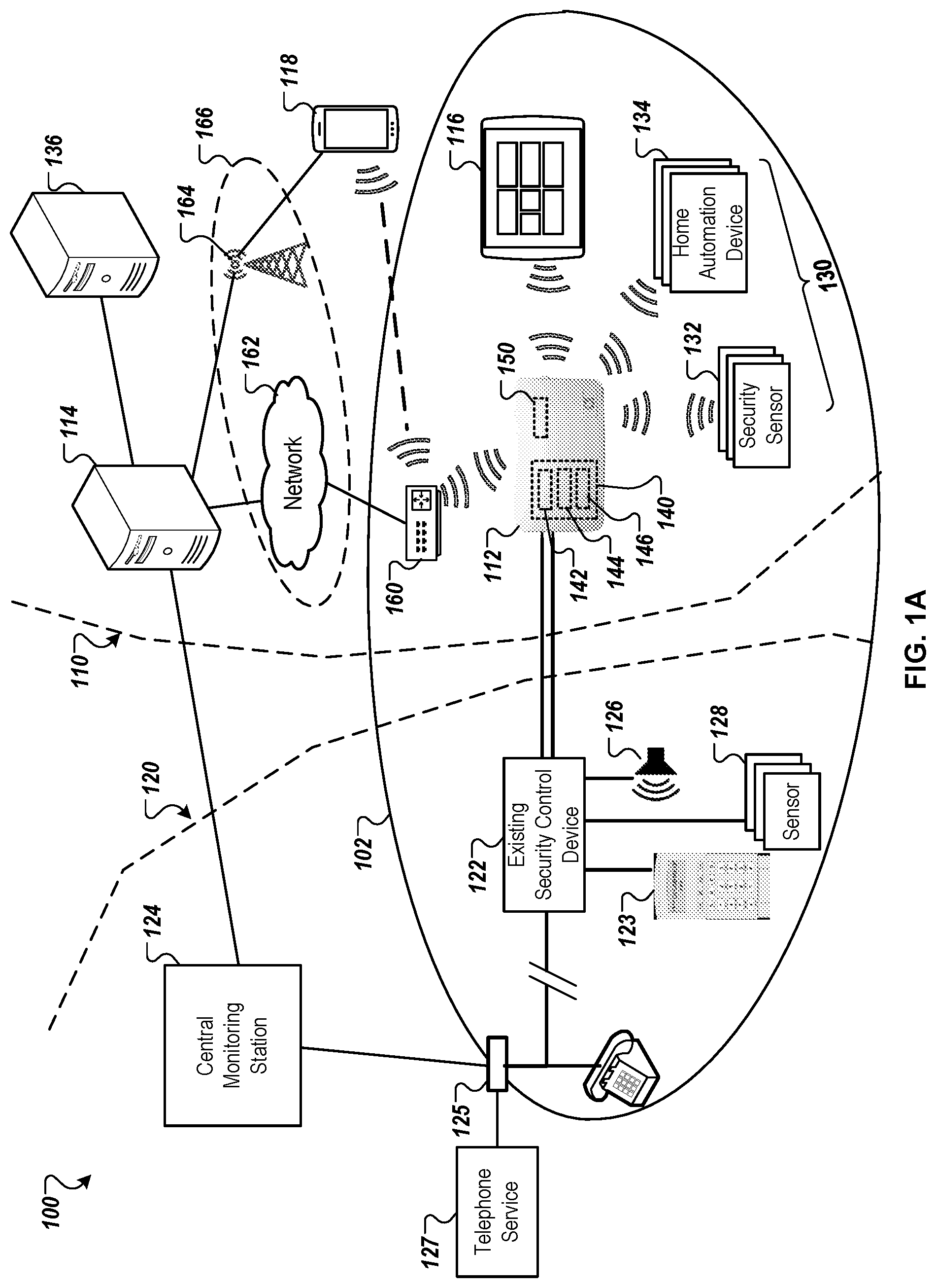 Patent US12602974 Figure 1 – Integrated security system