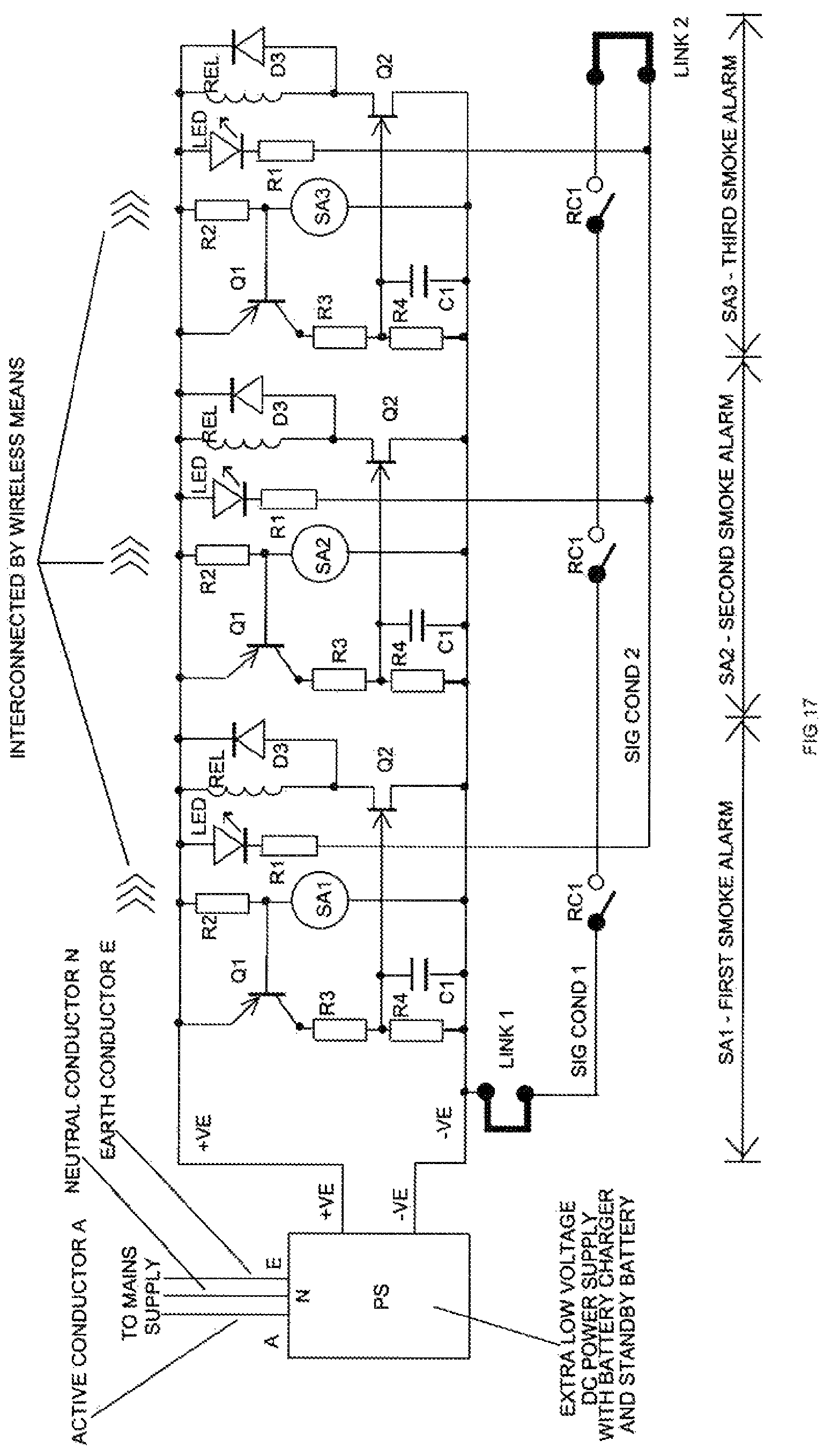 Patent US12602988 Figure 17 – Testing of detection and warning functions of interconnected smoke, heat and carbon monoxide alarms by single person