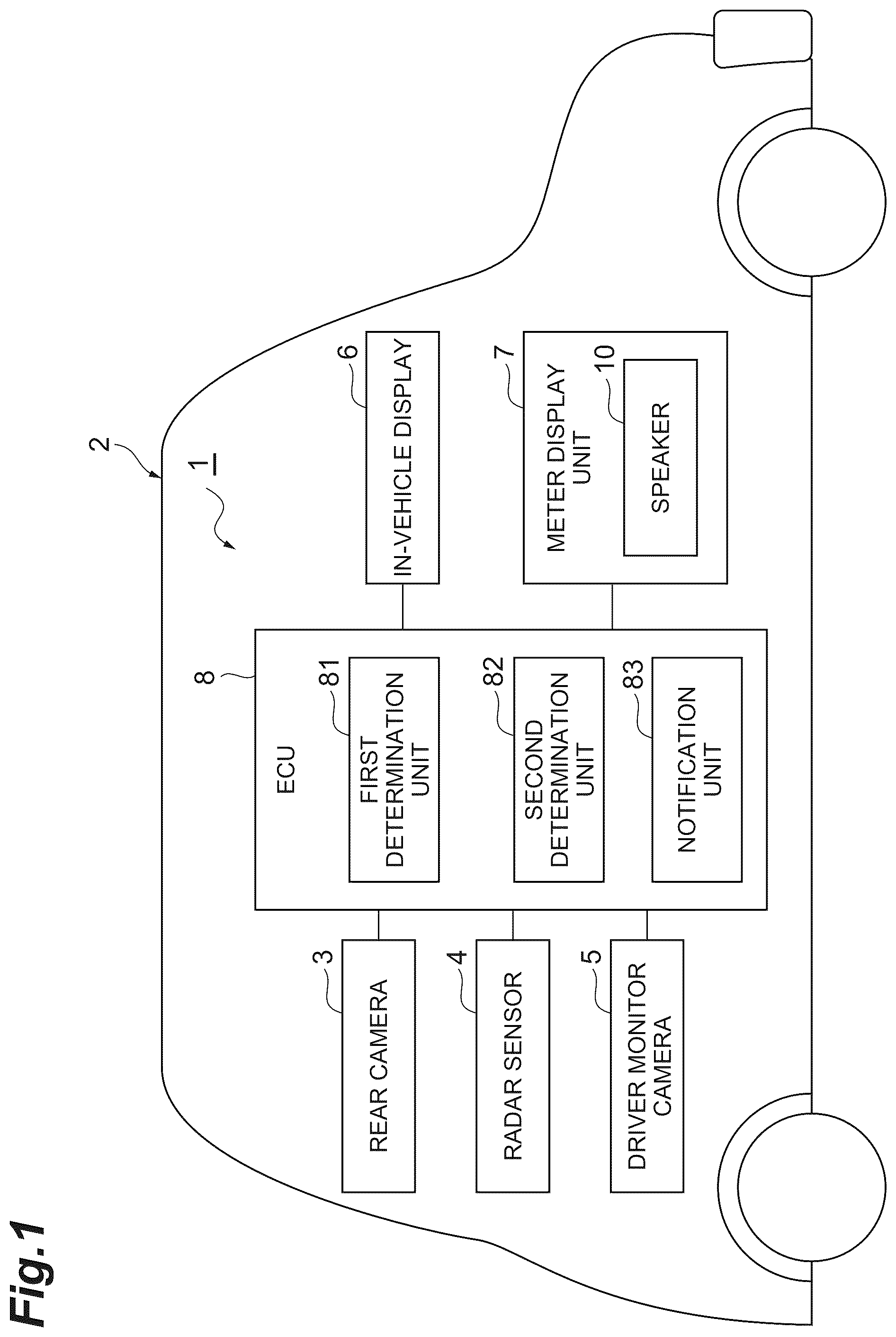Patent US12602995 — Rear vehicle approach notification apparatus and notification method of the rear vehicle approach notification apparatus — Figure 1