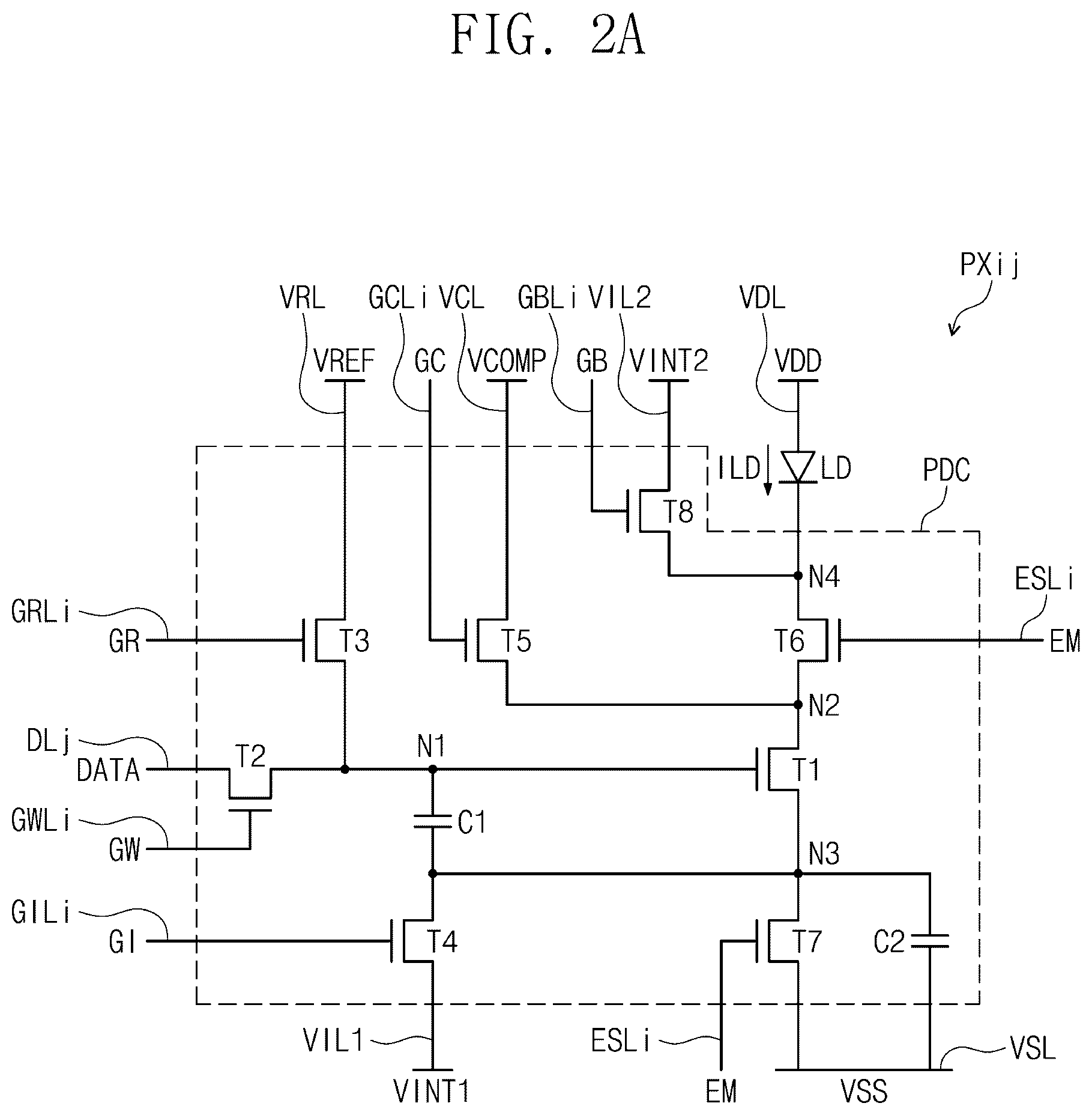 Patent US12603043 Figure 2 – Display panel having a plurality of light-emitting elements with separators