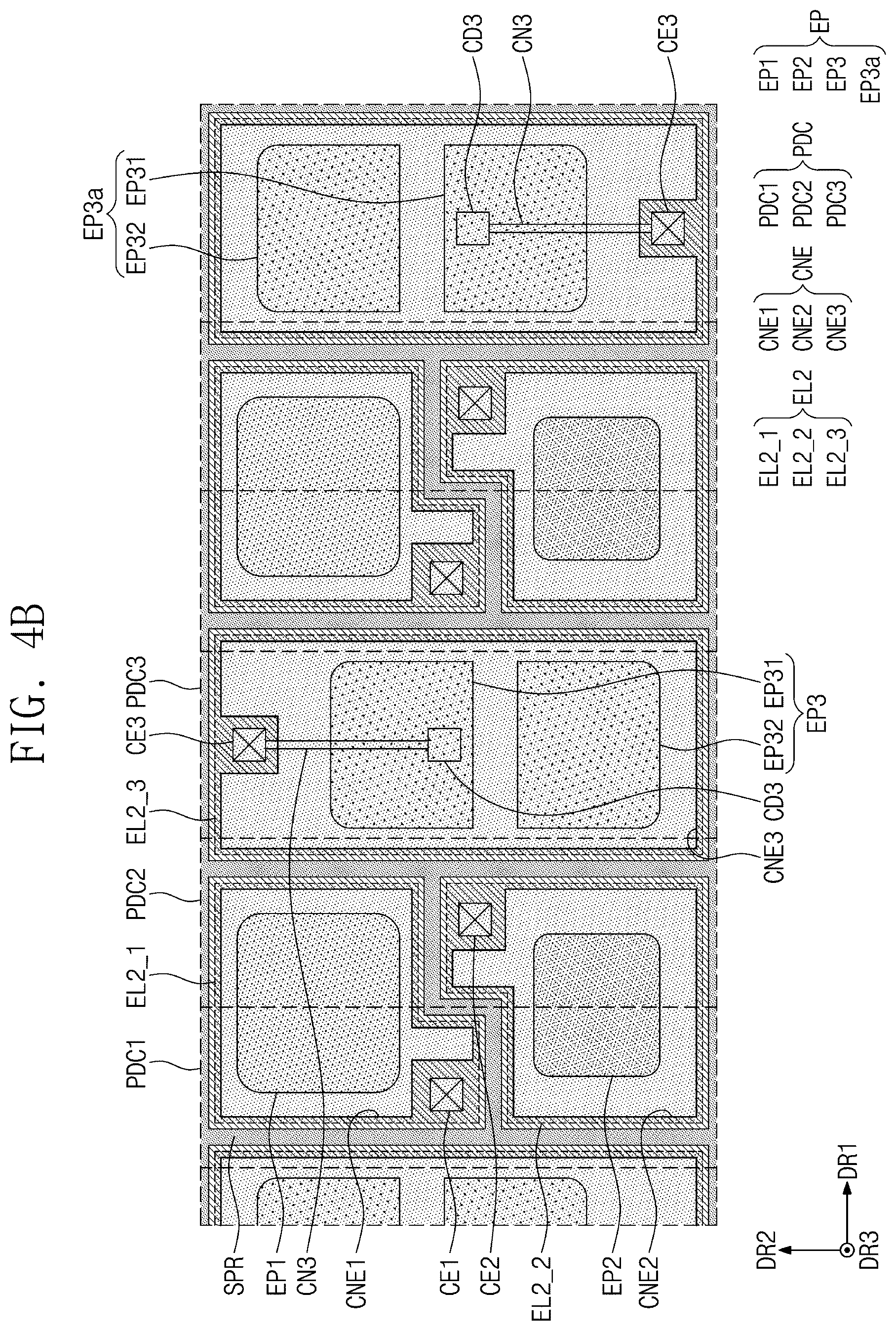 Patent US12603043 Figure 8 – Display panel having a plurality of light-emitting elements with separators