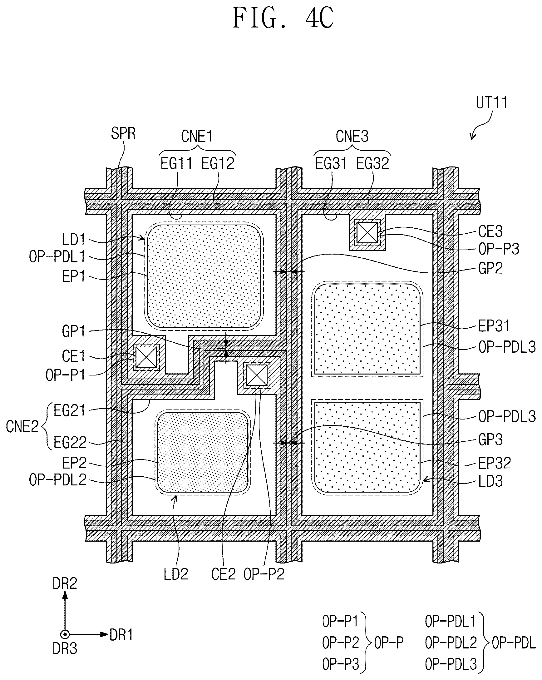 Patent US12603043 Figure 9 – Display panel having a plurality of light-emitting elements with separators